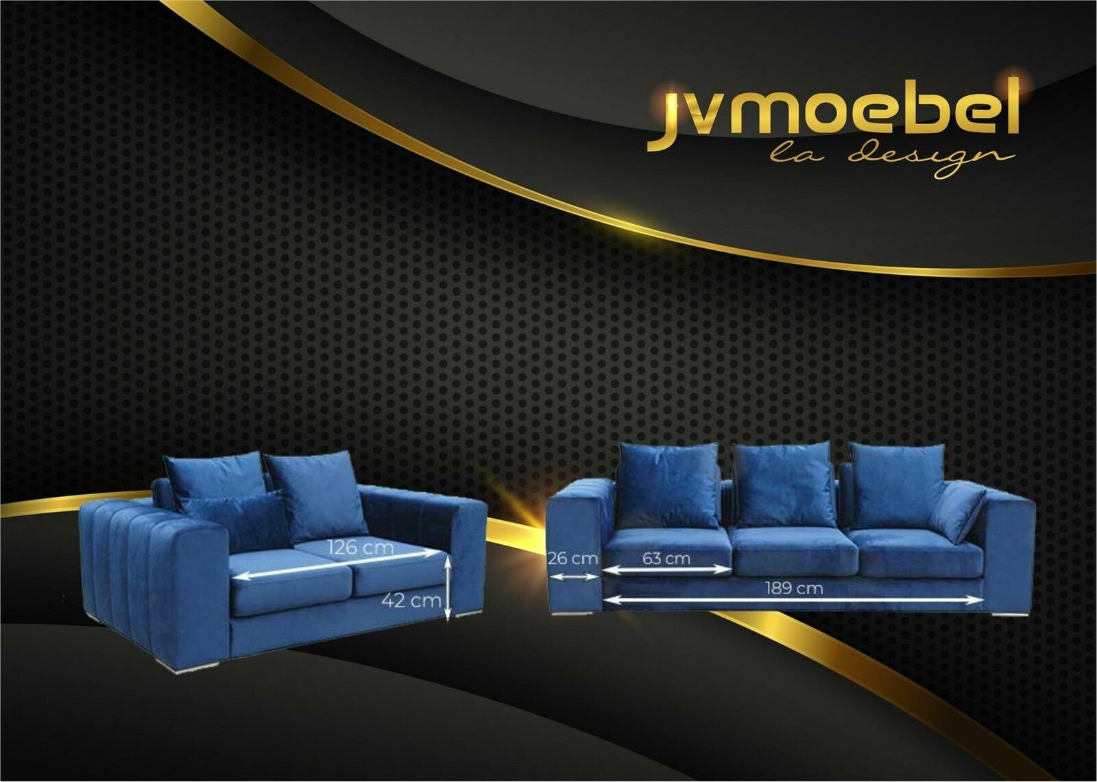 JVmoebel Couch Garnitur Big Textil Set 32 Sofa Sitzer Wohnzimmer Sofa Sofagarnitur Blau