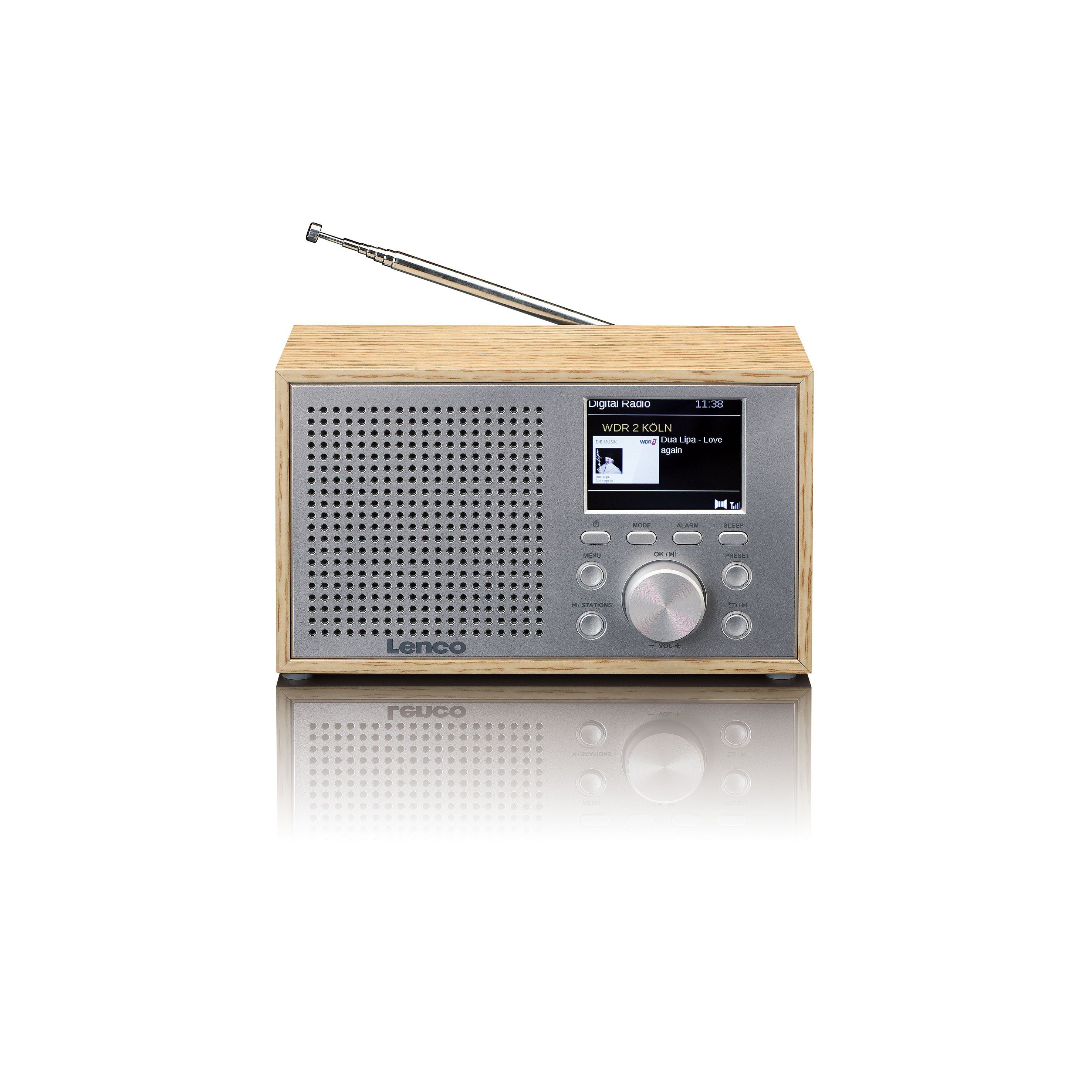 Lenco DAR-017WH UKW-Radio (DAB,DAB+,FM, 3 W, tragbares DAB+/FM-Radio mit Bluetooth in eleganten Holzgehäuse-Design)