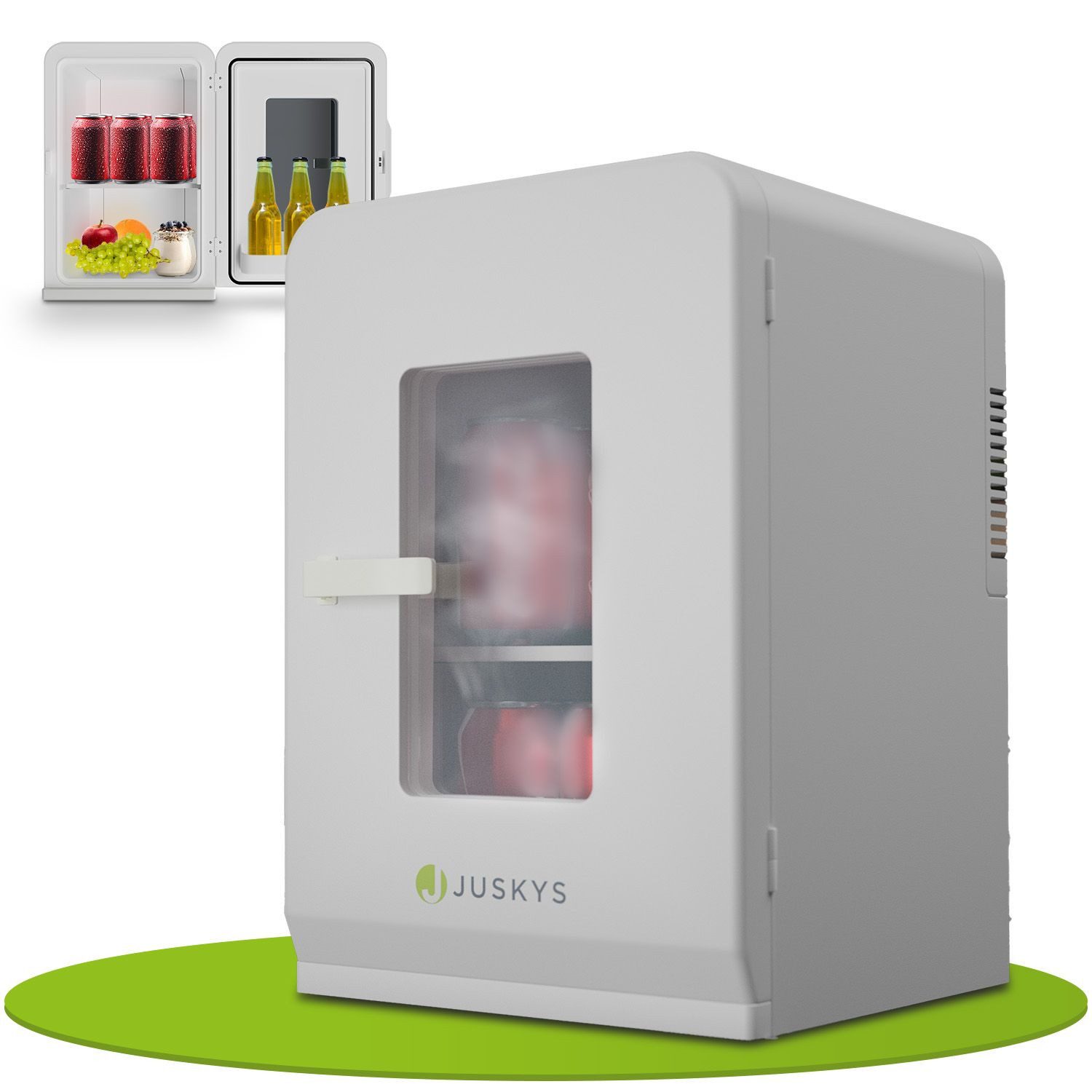 Juskys Kühlschrank 2in1 mini fridge 15 l, 41 cm hoch, 2 in 1, Kühlen und Heizen, 15 Liter, tragbar mit 12V und 230V