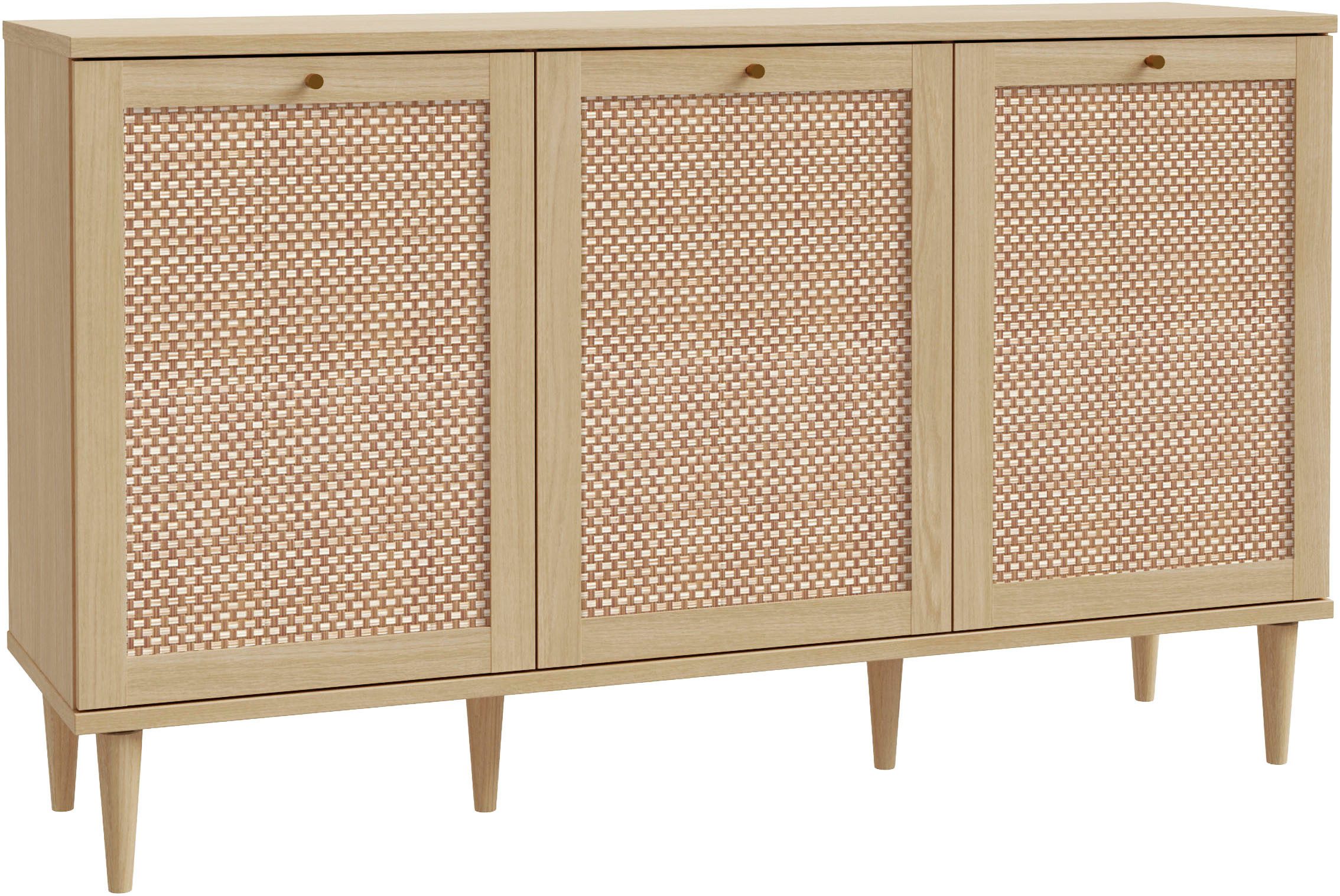 OTTO home Sideboard ELLIAN mit Wiener Geflechtoptik, 3 Türen, Boho Stil, Vintage, Holzfüße, Metallgriffe, Made in EU, viel Stauraum, FSC® …