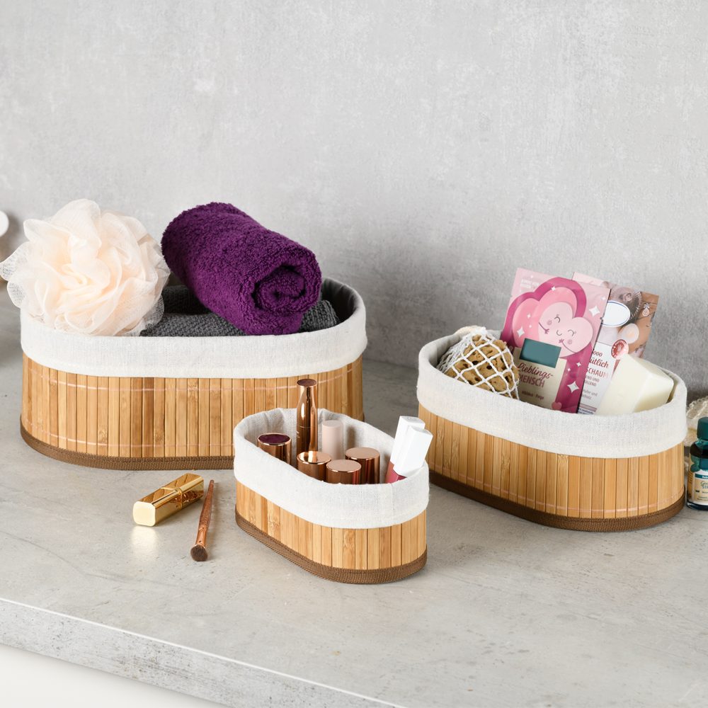 KESPER® Aufbewahrungskorb Bambus-Körbchen (Set, 3 St), in 3 verschiedenen Größen – Bild 5 von 5