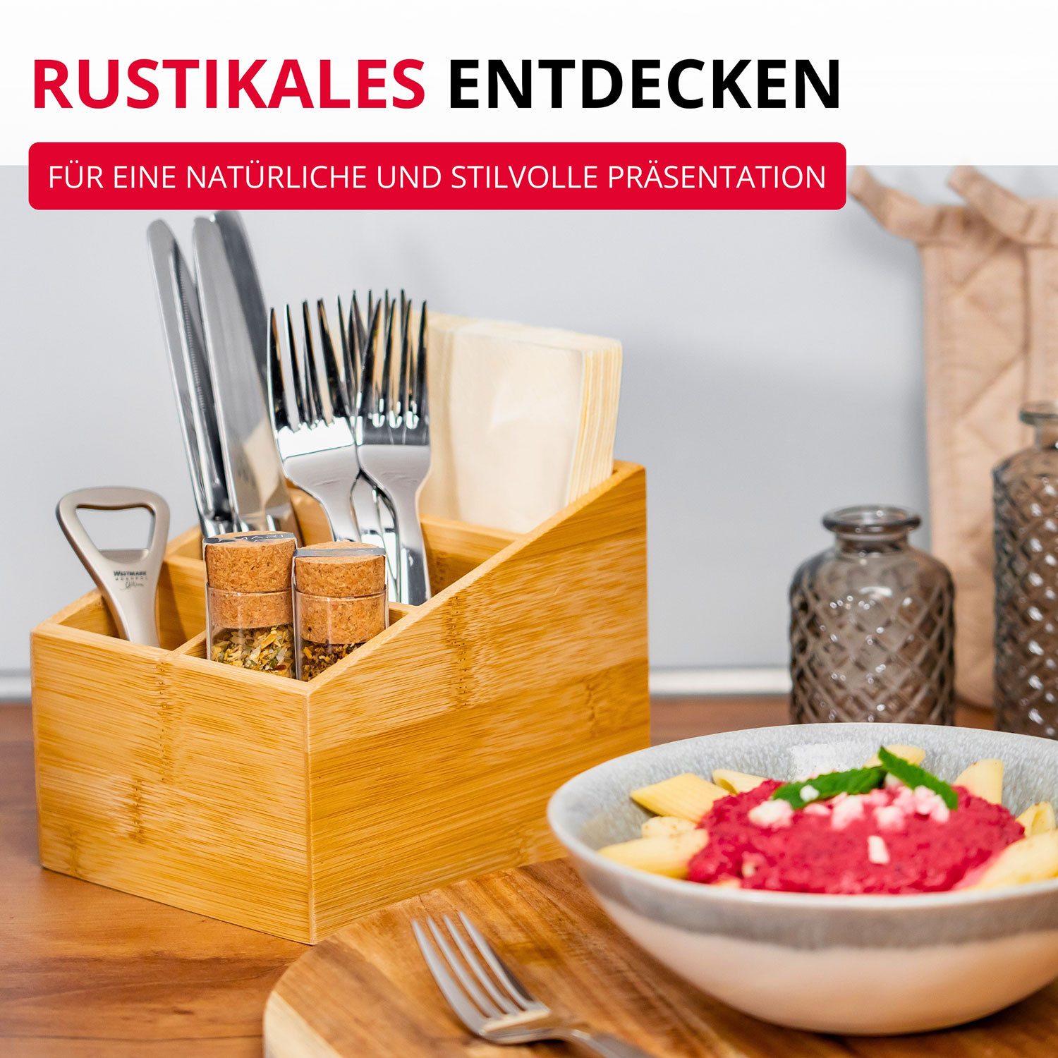 WESTMARK Besteckhalter Tischbutler »Tapas + Friends«, 5 Fächer, Bambus – Bild 5 von 5