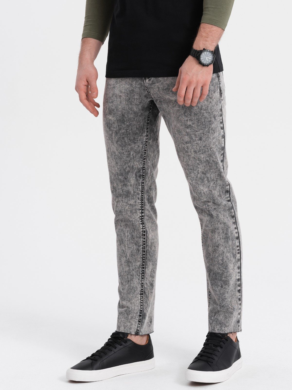 OMBRE Slim-fit-Jeans Herren Slim-Fit Jeans mit Marmoreffekt