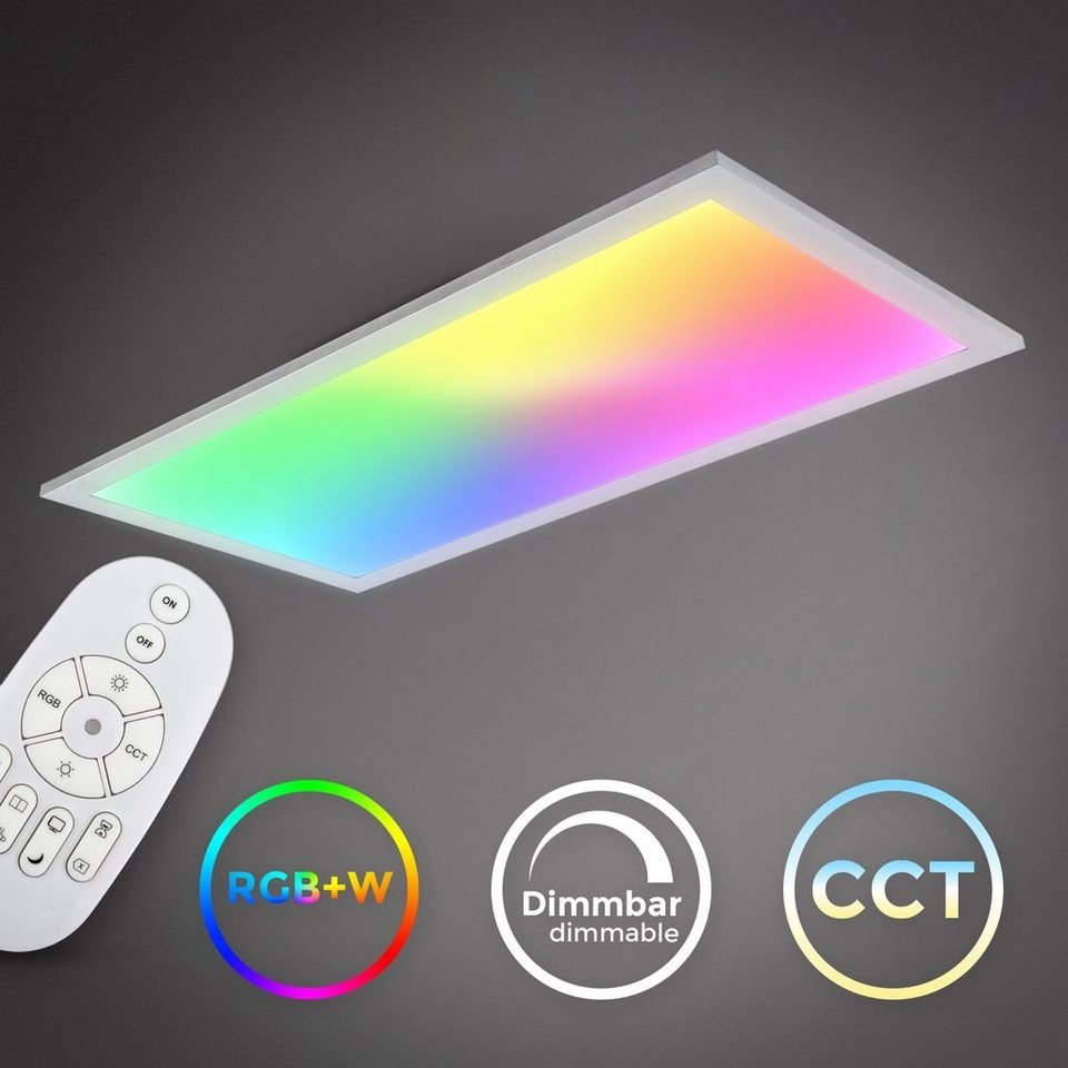 B.K.Licht Deckenleuchte LED Panel RGB Fernbedienung 595x295x42mm - BKL1369,  Dimmfunktion, LED fest integriert, Farbtemperatur stufenlos einstellbar 7  Farben Dimmbar Ultraflach