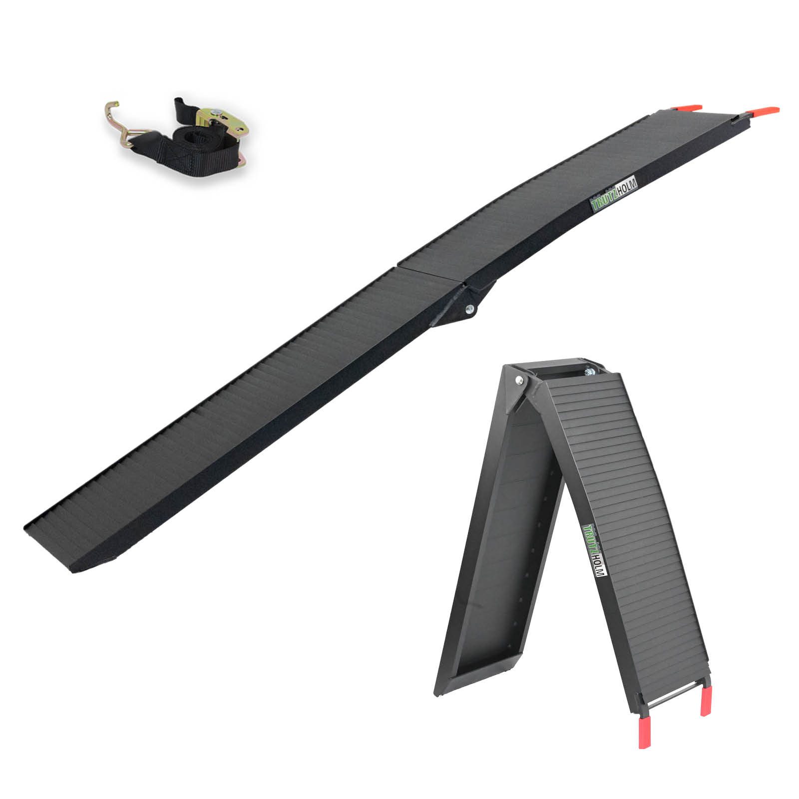 Auffahrrampe 205 cm Traglast 340 kg Alu schwarz klappbar geriffelt Motorradrampe
