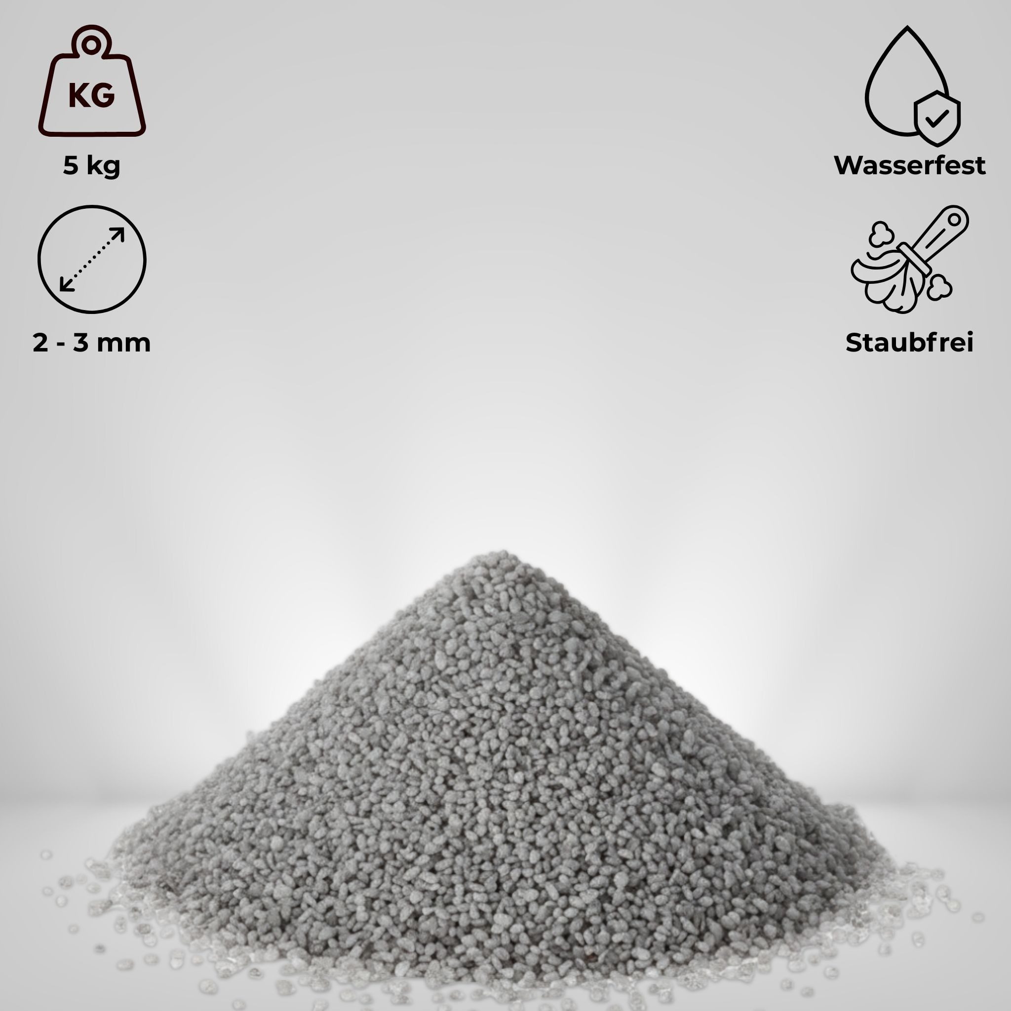 matches21 HOME & HOBBY Dekosand Deko-Granulat grau in Ø 2 - 3 mm als Gläser, Vasen Streudeko (1-St), 5 kg grober Deko-Sand aus bunten Steinchen