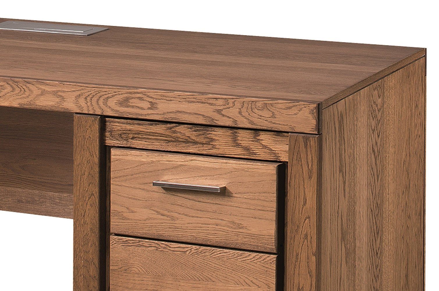 Vittorio Schubladen, Rustikal viel Massivholz Massivholz, Stauraum (Computertisch, Eiche rechteckig, Bürotisch), Schreibtisch aus mit Stylefy