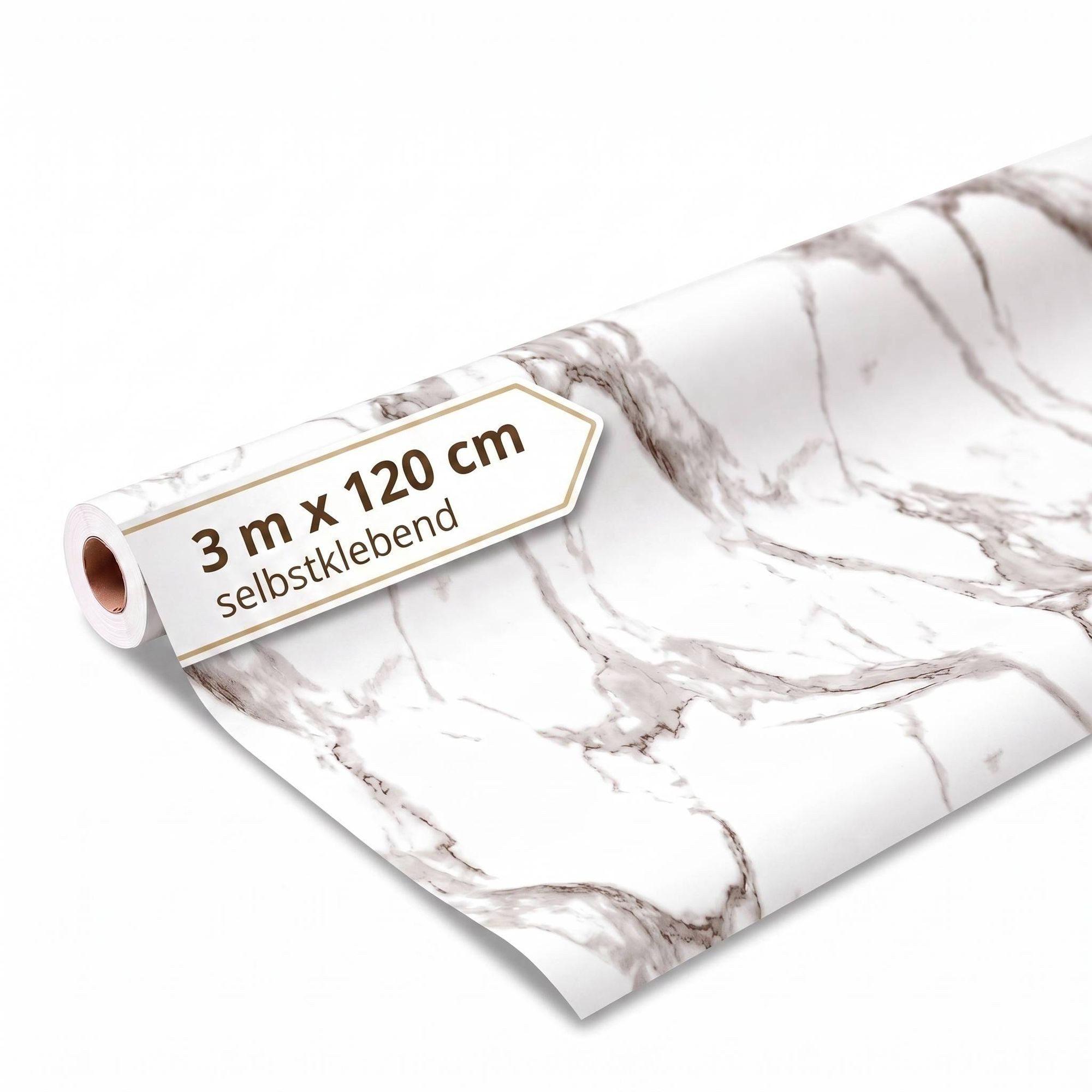 Dalsys Wandpaneel Wandverkleidung selbstklebend aus PVC auf Rolle, BxL: 120x300 cm, (120x300cm Marmorweiß, 1-tlg., flexible Wandverkleidung Badezimmer wasserfest) 2,3mm Materialstärke, Spritzschutz Küchenrückwand
