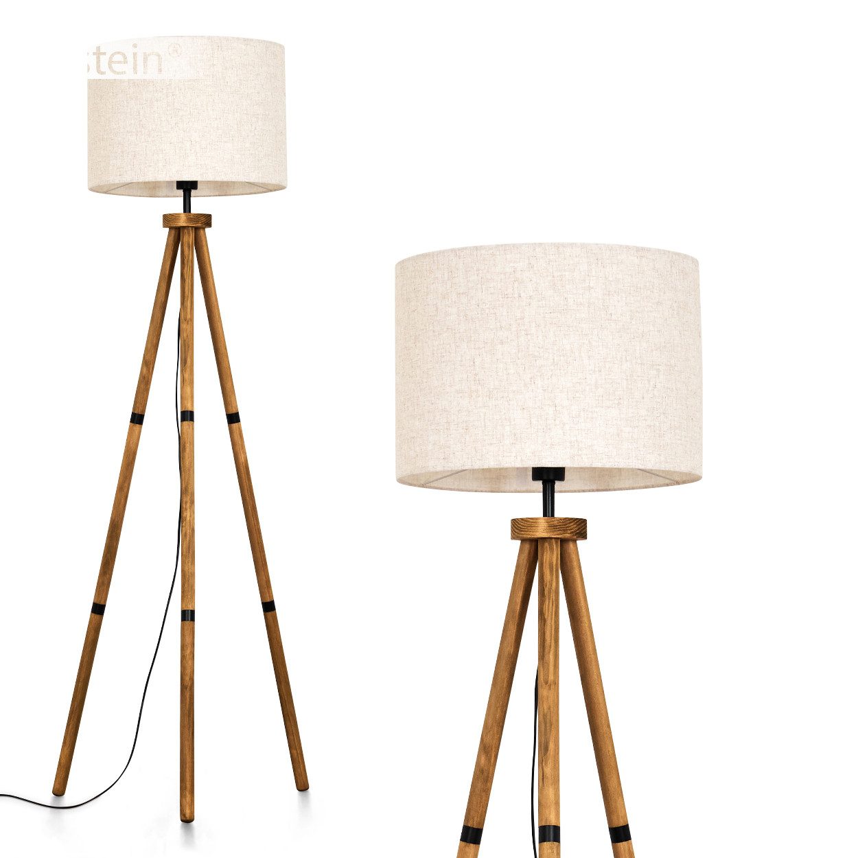 Stehlampe Stehlampe aus Holz/Stoff in Naturfarben/Beige/Weiß