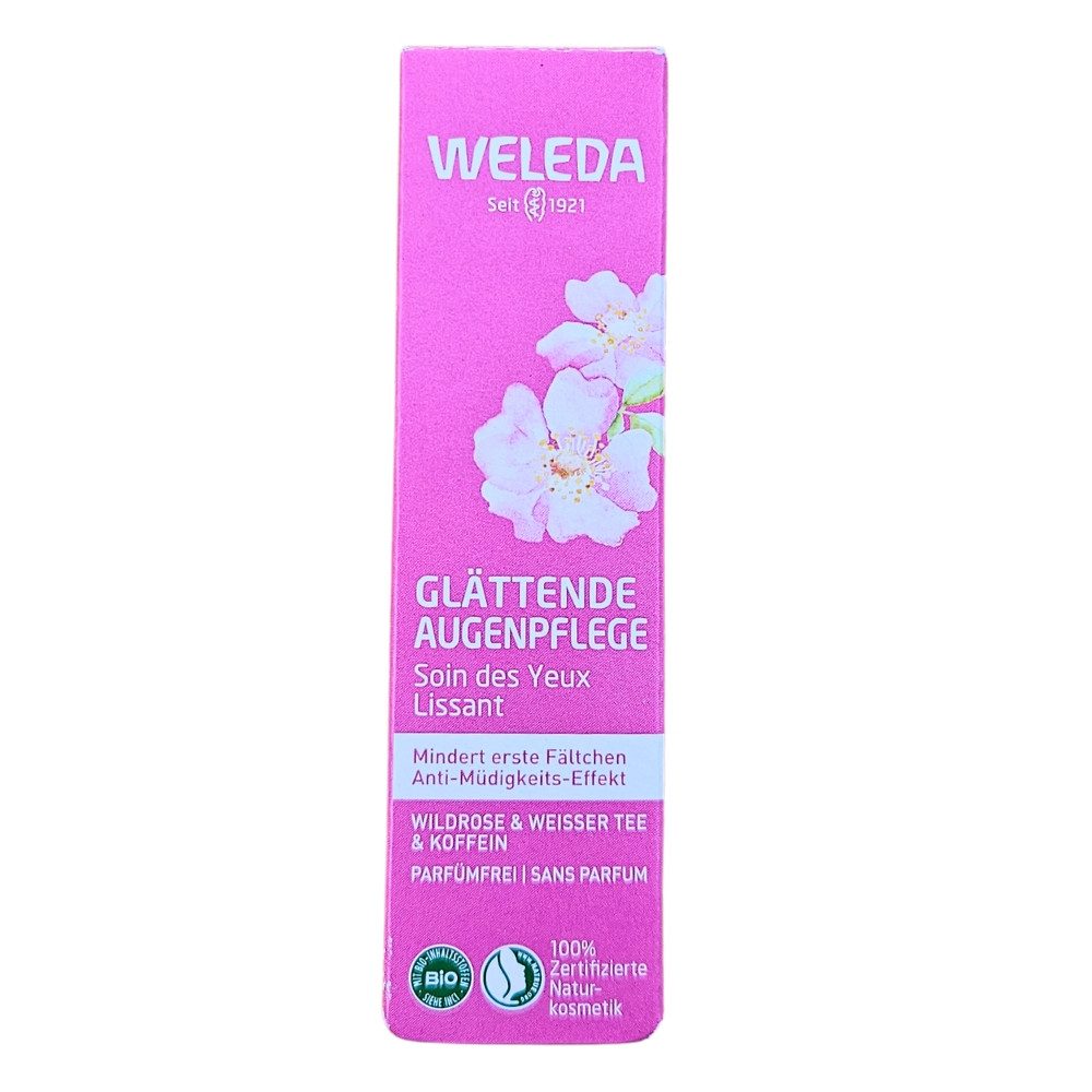 WELEDA Augencreme Glättende Уход за глазами - Wildrose & Weisser Tee & Koffein, Mindert erste Fältchen - Anti-Müdigkeits-Effekt