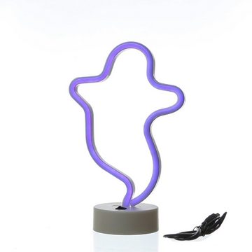 SATISFIRE LED Dekolicht LED Neonlicht GESPENST Geist Neonschild Leuchtfigur USB Batterie 29cm, blau