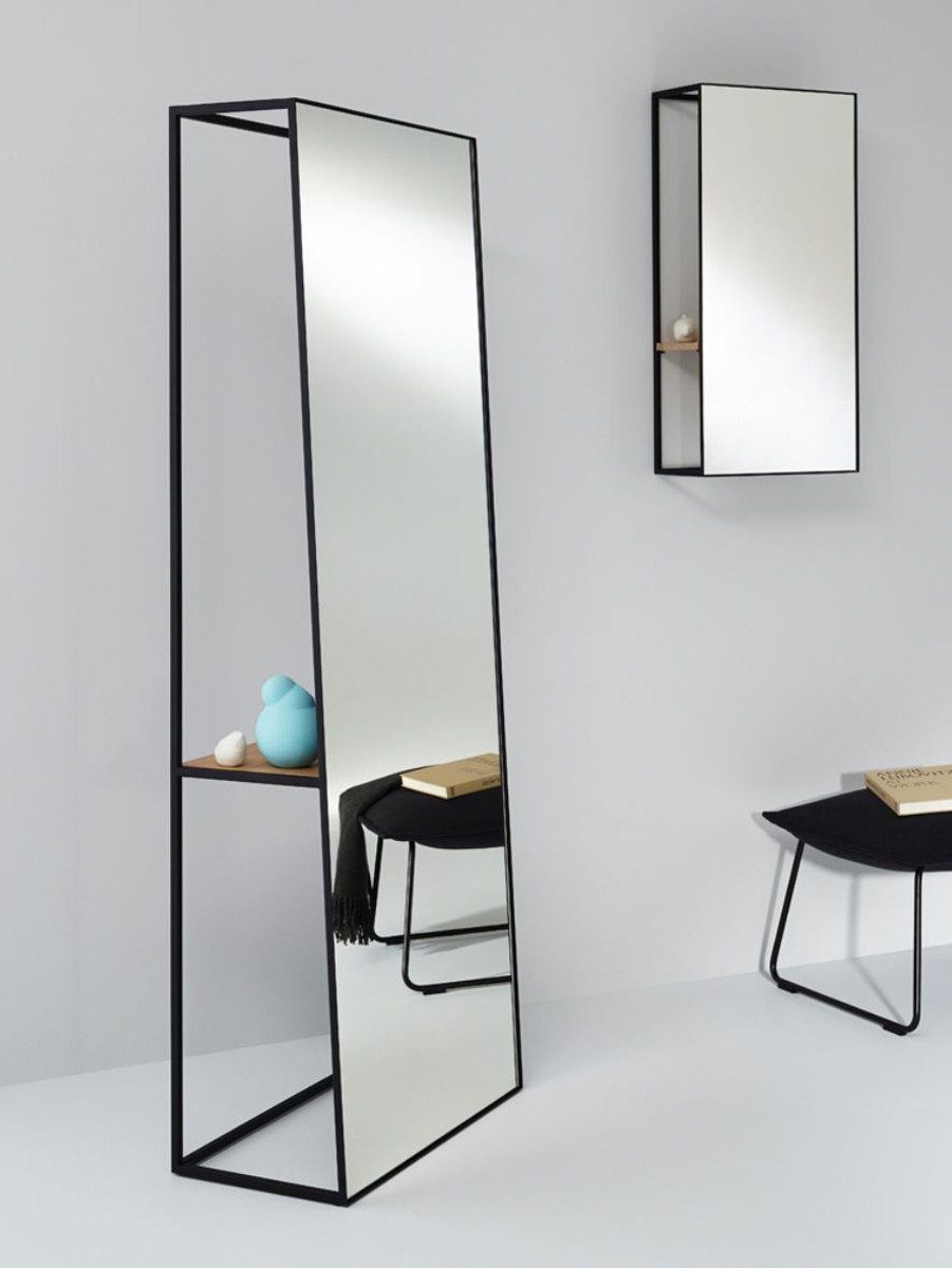 Casa Padrino Standspiegel Luxus Spiegel Standspiegel 65 - Designer H. cm x 32 mit 17 x Regal