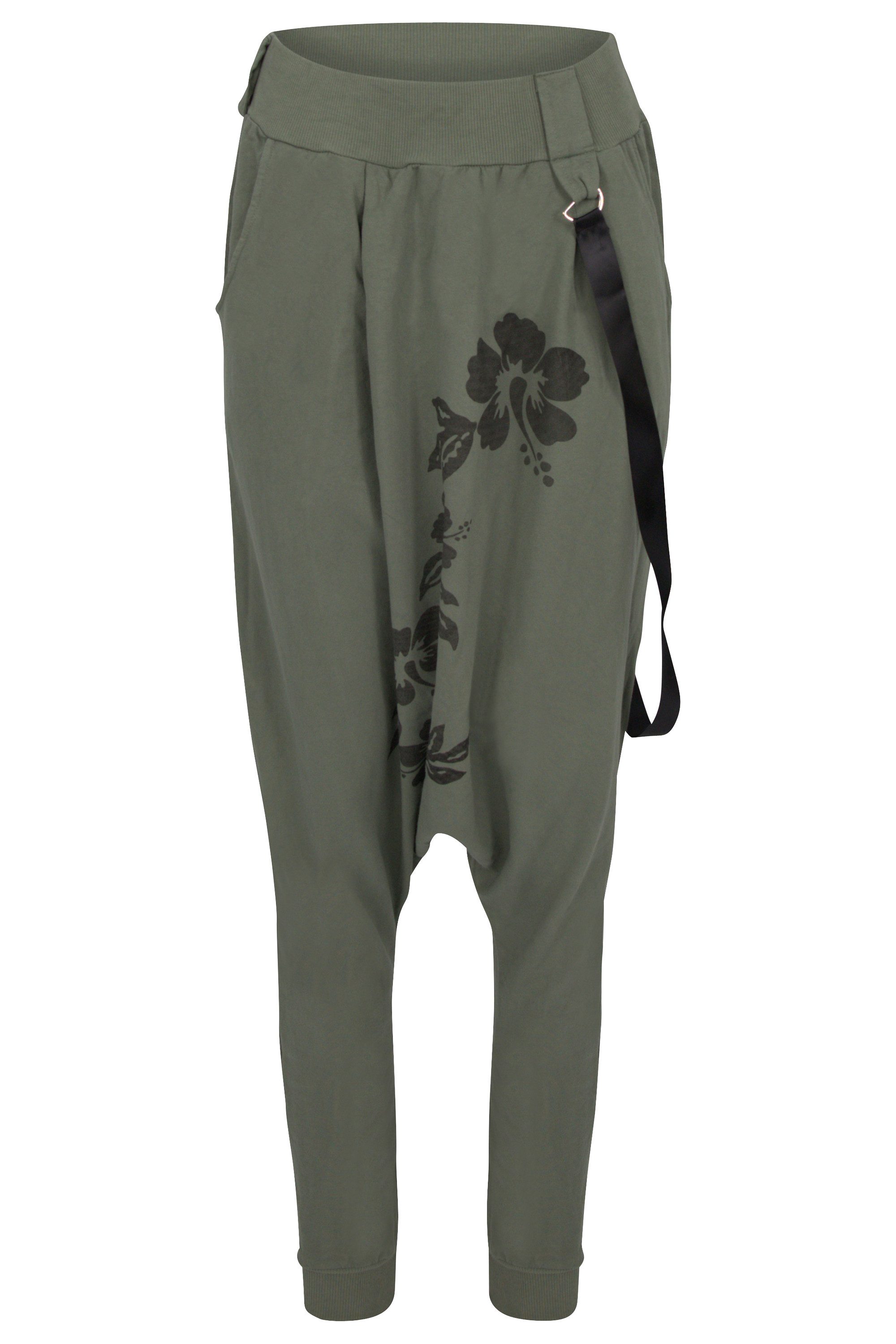 malito more than fashion Haremshose malito Damen Haremshose mit tiefem Schnitt, Hose mit Flower Print, mit vertieftem Schritt Einheitsgröße