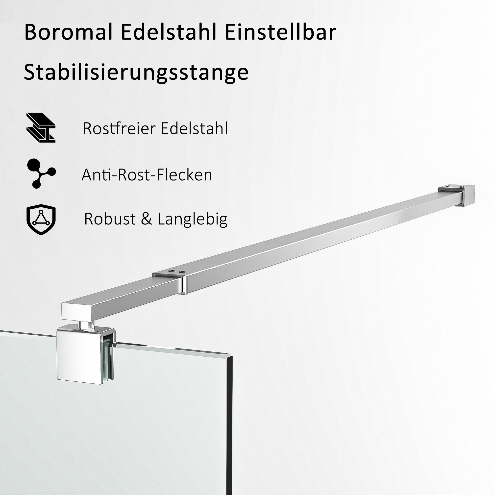 Boromal Duschwand-Stabilisationsstange Haltestange für 5-10 mm günstig online kaufen