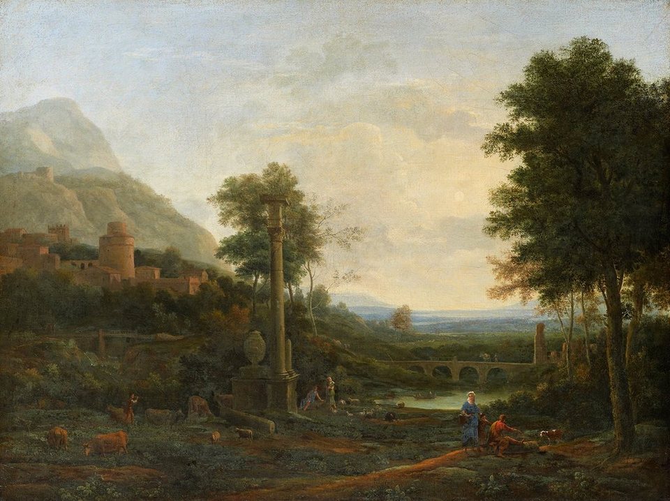 Kunstdruck Landscape with a Column and Figures Claude Lorrain