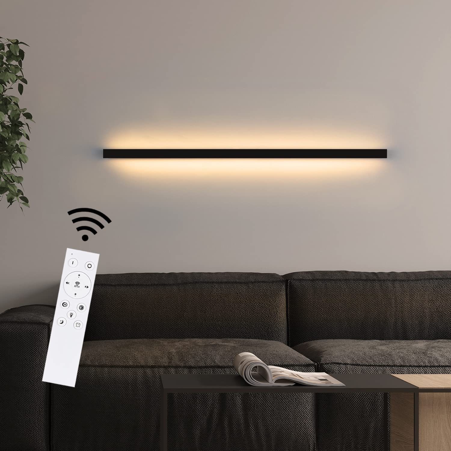 Nettlife LED Wandleuchte innen Wandlampe mit Fernbedienung Dimmbar Linear  25W Flur Wohnzimmer, LED fest integriert, 100cm/IP20