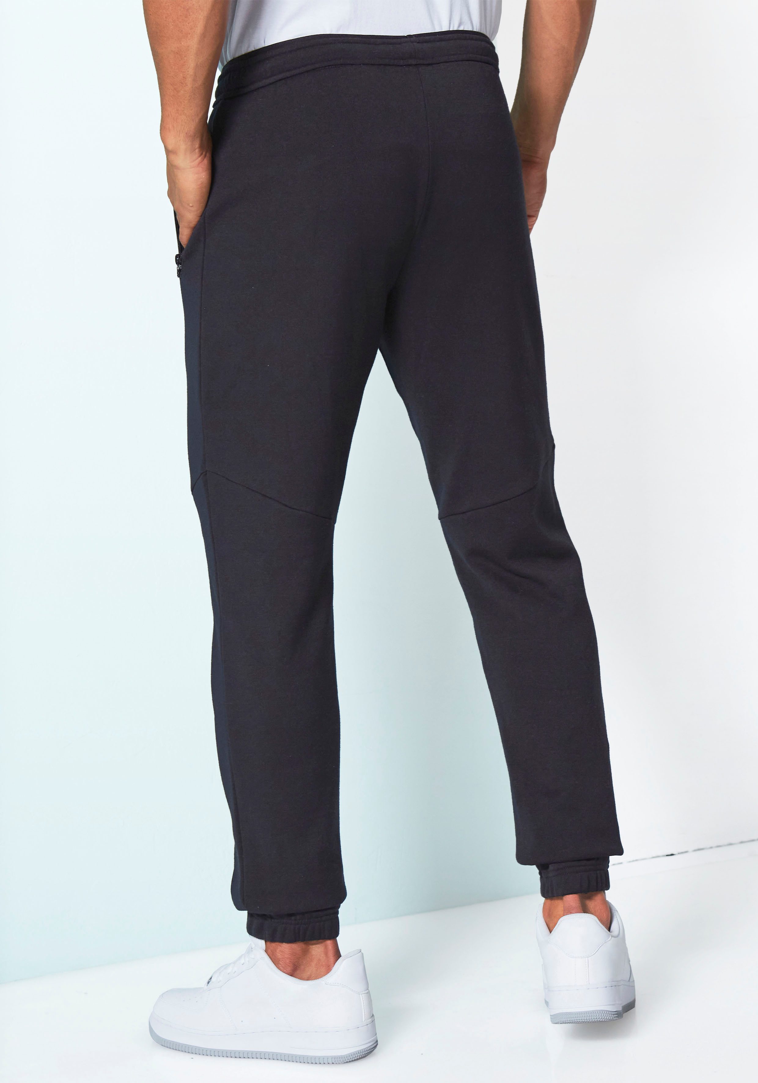 John Devin Sweathose Jogginghose mit seitlichen Taschen und Bindeband aus Baumwoll-Mix