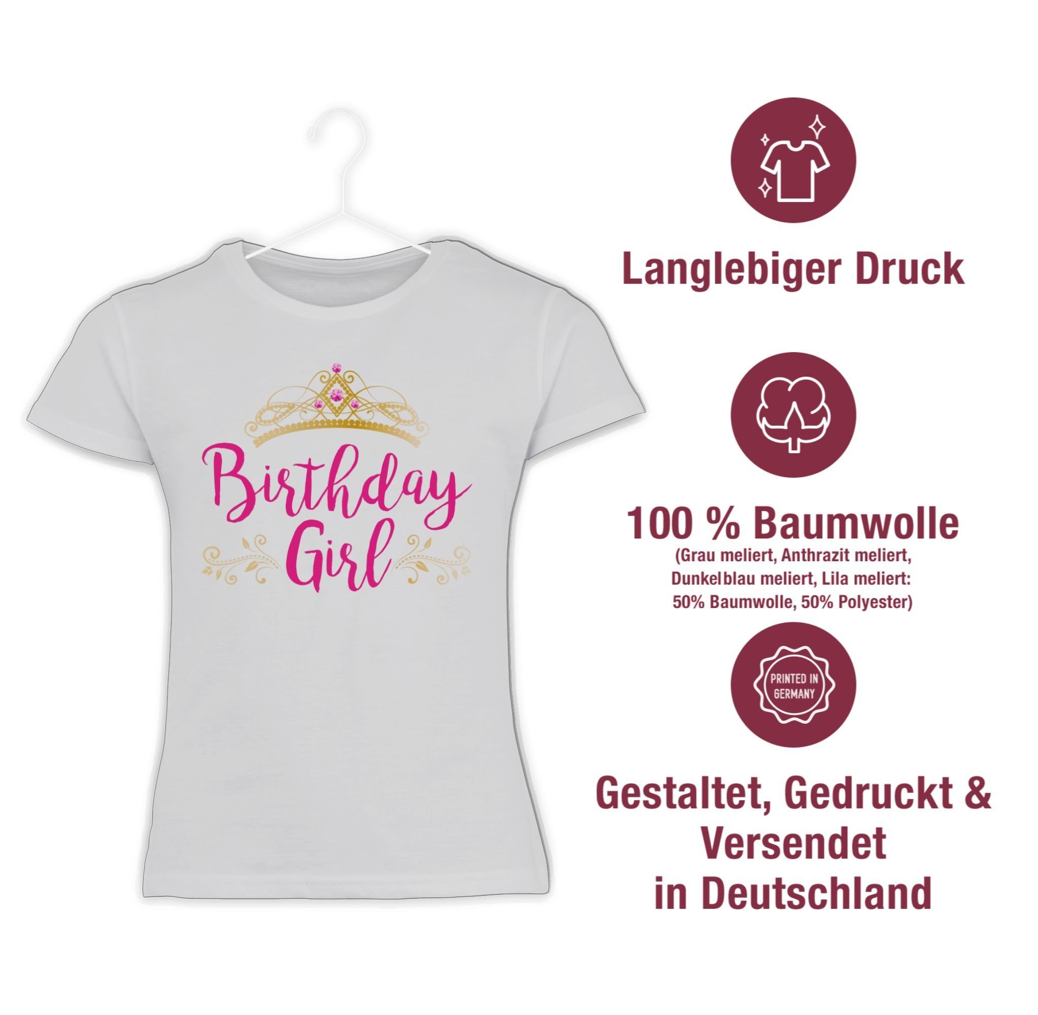 Geburtstag Girl Birthday Geschenk 1 Krone Kinder T-Shirt Weiß Shirtracer