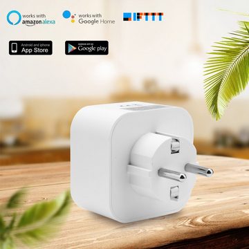 Clanmacy WLAN-Steckdose Smart Steckdose Sockel Plug Socket Switch Wifi für Google Home, 1-St.