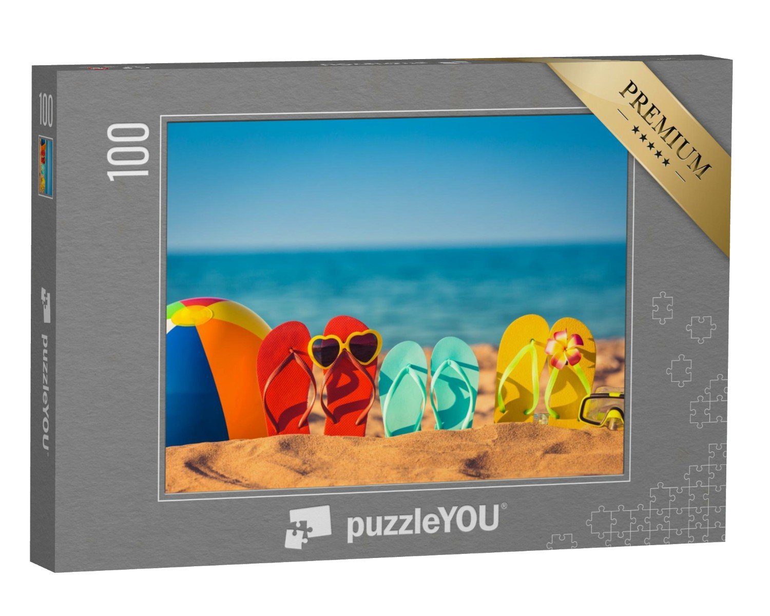 puzzleYOU Puzzle Witzig dekorierte Flip-Flops am Strand, 100 Puzzleteile, puzzleYOU-Kollektionen Sommer, Jahreszeiten, Himmel & Jahreszeiten
