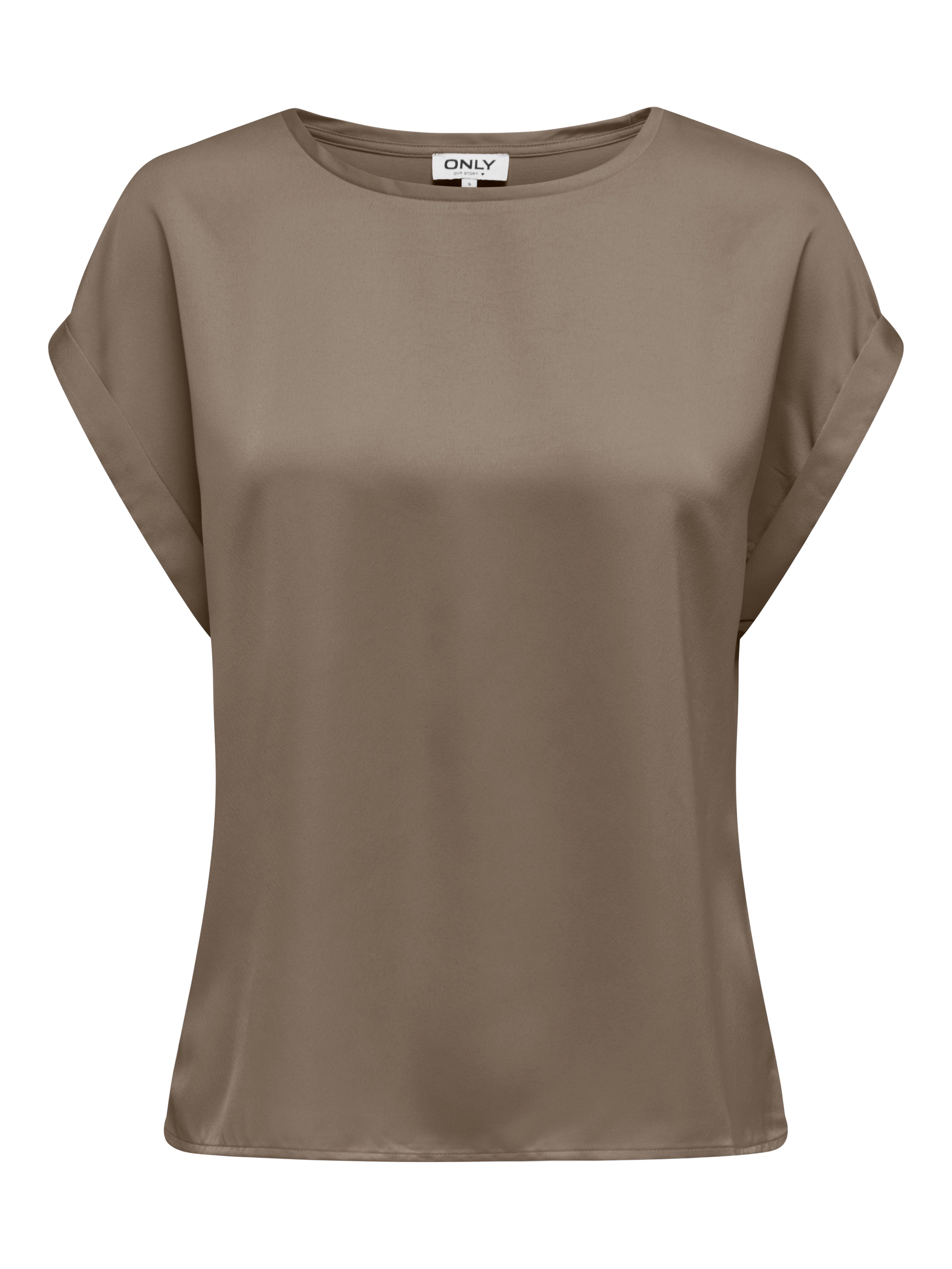 ONLY Kurzarmshirt ONLLIEKE S/S SATIN MIX TOP WVN NOOS regular fit, Web, Polyester, Rundhals, unifarben