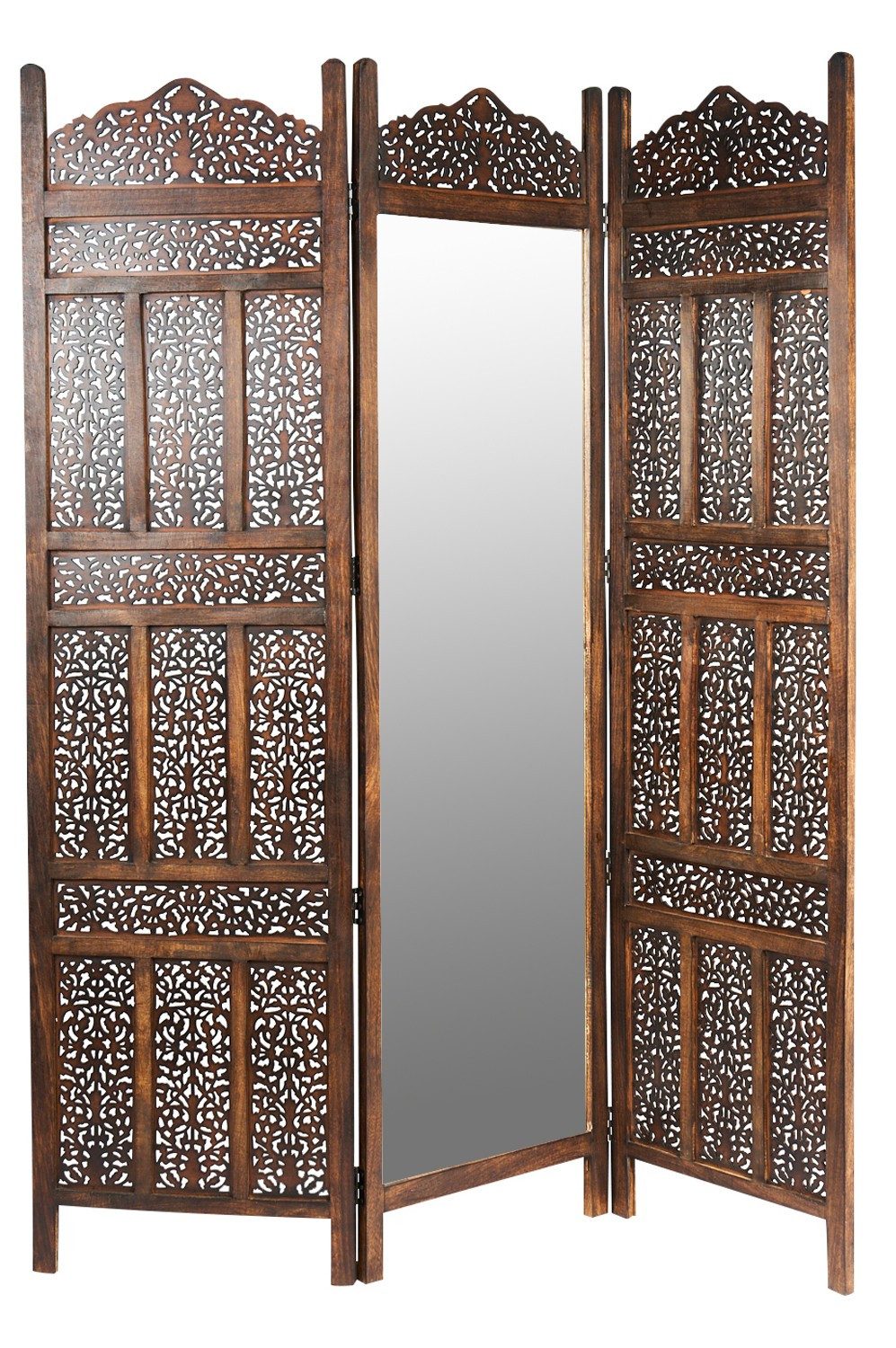 Marrakesch Orient & Mediterran Interior Paravent Holz Spiegel Paravent Raumtrenner Orientalisch Elroi (1 St), Handarbeit