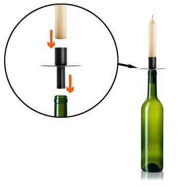 BigDean Flaschenkerzenhalter 2x Flaschenaufsatz Stabkerzenhalter Kerzenständer Kerzenleuchter (2 St)