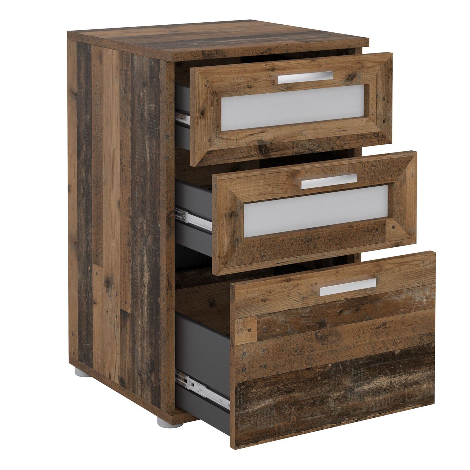 CARO-Möbel Nachtkommode MARIKE, Nachttisch Boxspringbett Nachtschrank Kommode Konsole Beistell 3 Schub