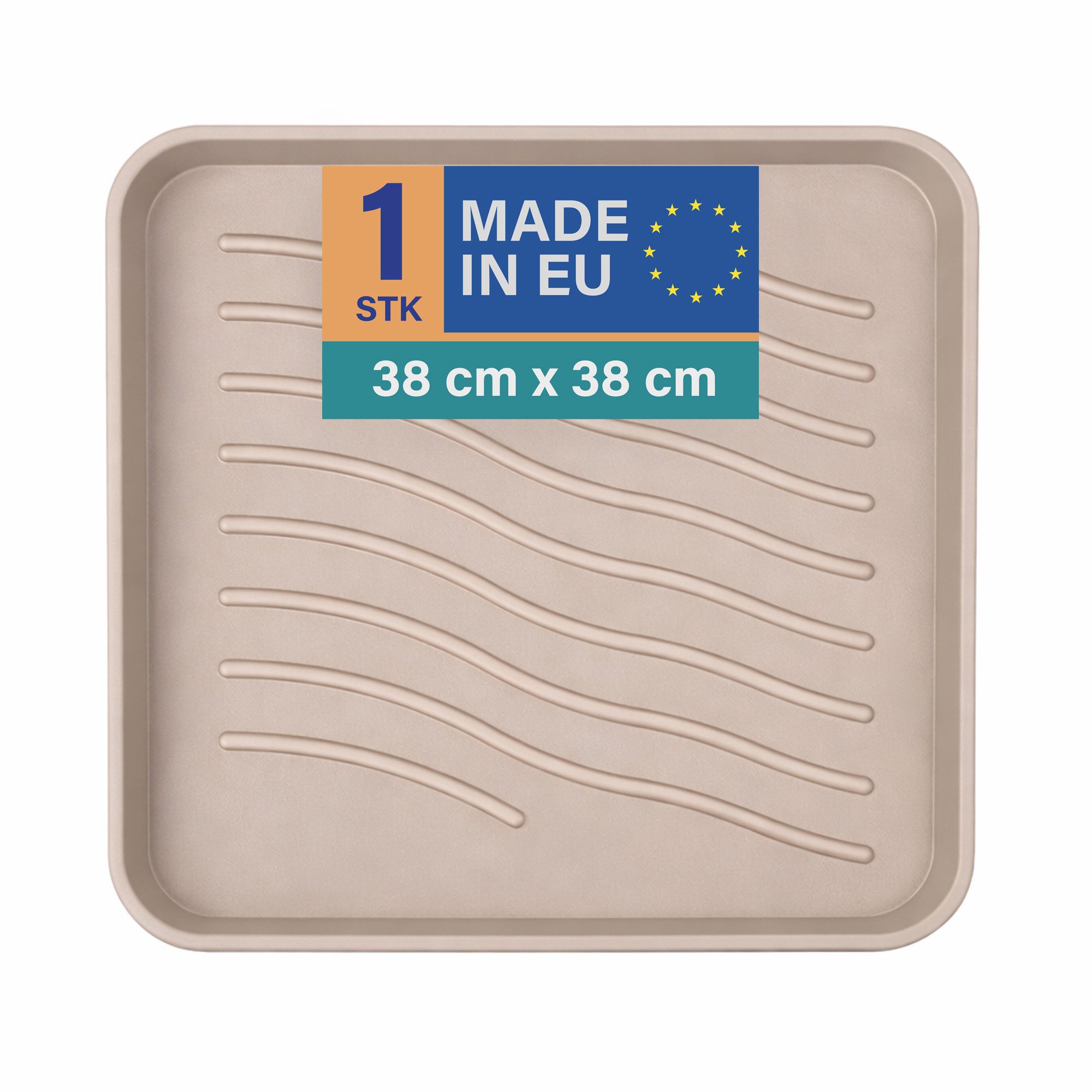 Bestlivings Schuhabtropfschale mit 2,5 cm hohem Rand (1-tlg., 38x38x2,5 cm), je nach Schuhgröße für 1-2 Paar Schuhe geeignet, robust, wasserfest