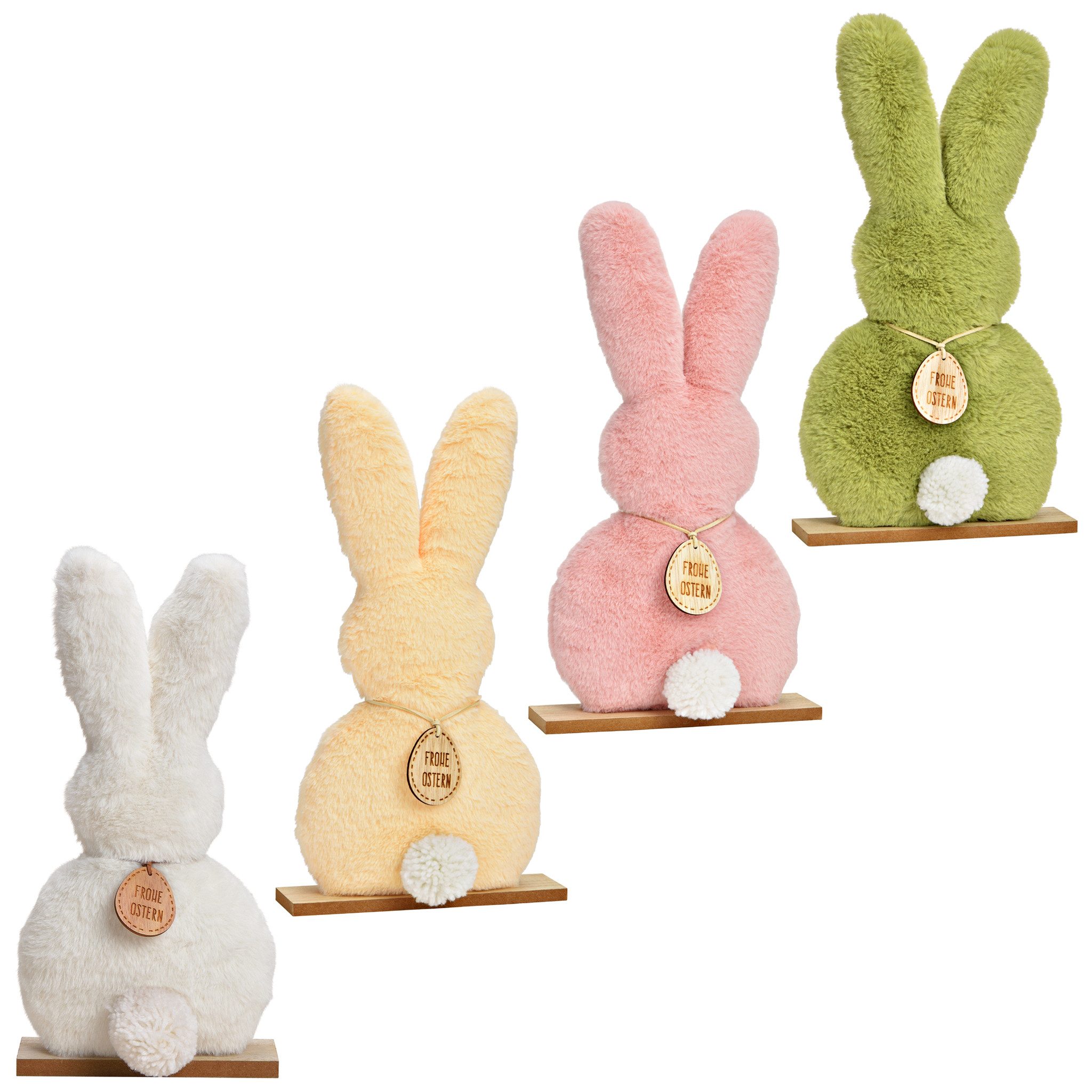 matches21 HOME & HOBBY Dekofigur Oster Dekofigur Hase, in weiß aus Plüsch als Frühjahresdeko (1 St), Osterhase, 14x25 cm als Osterdeko