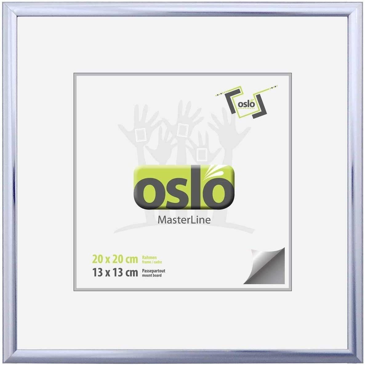 Oslo MasterLine Einzelrahmen Bilderrahmen 20 x 20 cm quadratisch Alu oder Holz schmal Aufsteller, 20 x 20 cm Aluminium Rahmenfarbe silber glänzend