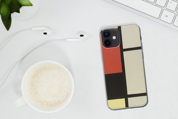 MuchoWow Handyhülle Komposition mit rotem Quadrat, schwarz, blau - Piet Mondrian, Handyhülle Apple iPhone 12, Smartphone-Bumper, Print, Handy