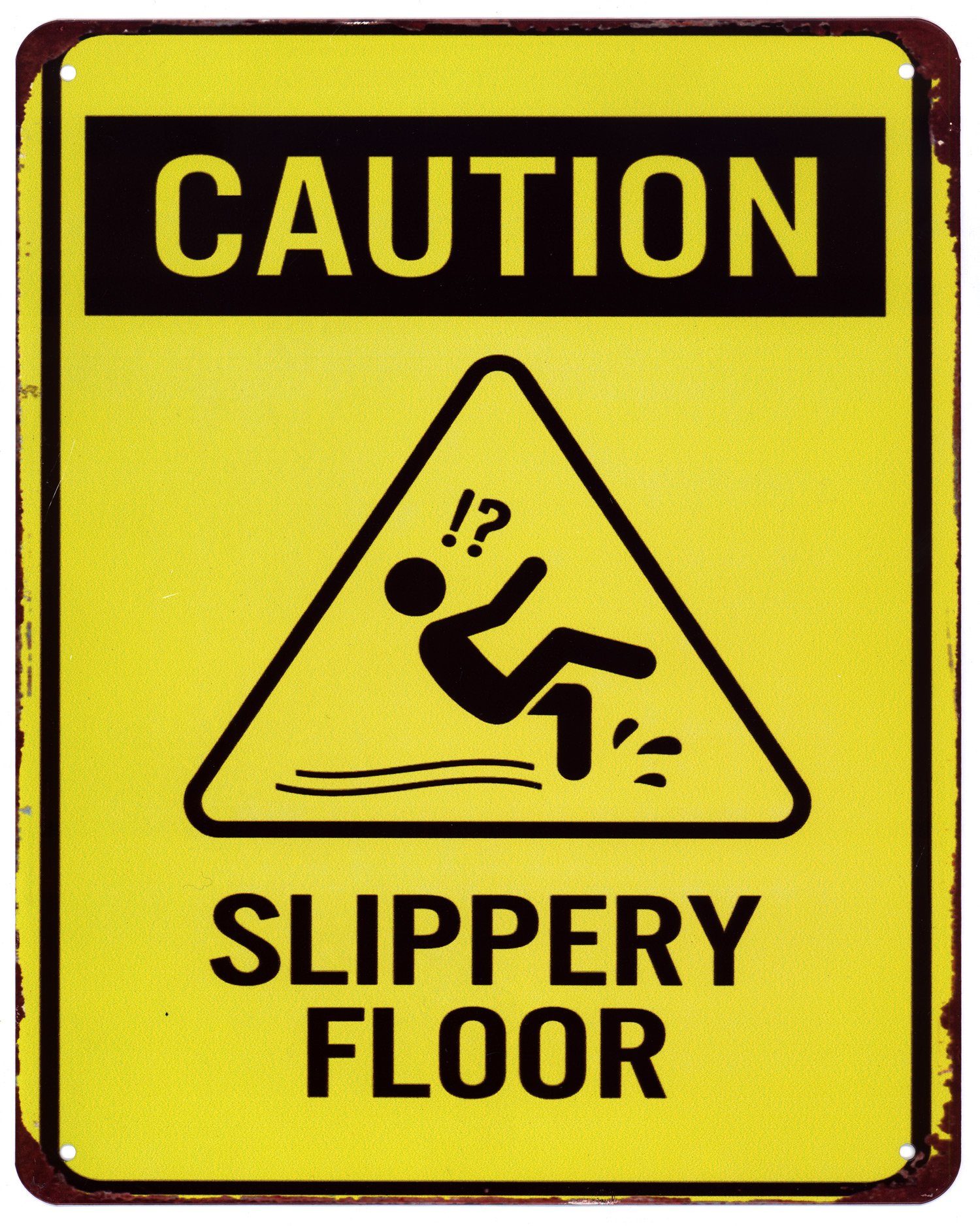 Metallschild Blechschild Caution Slippery Floor