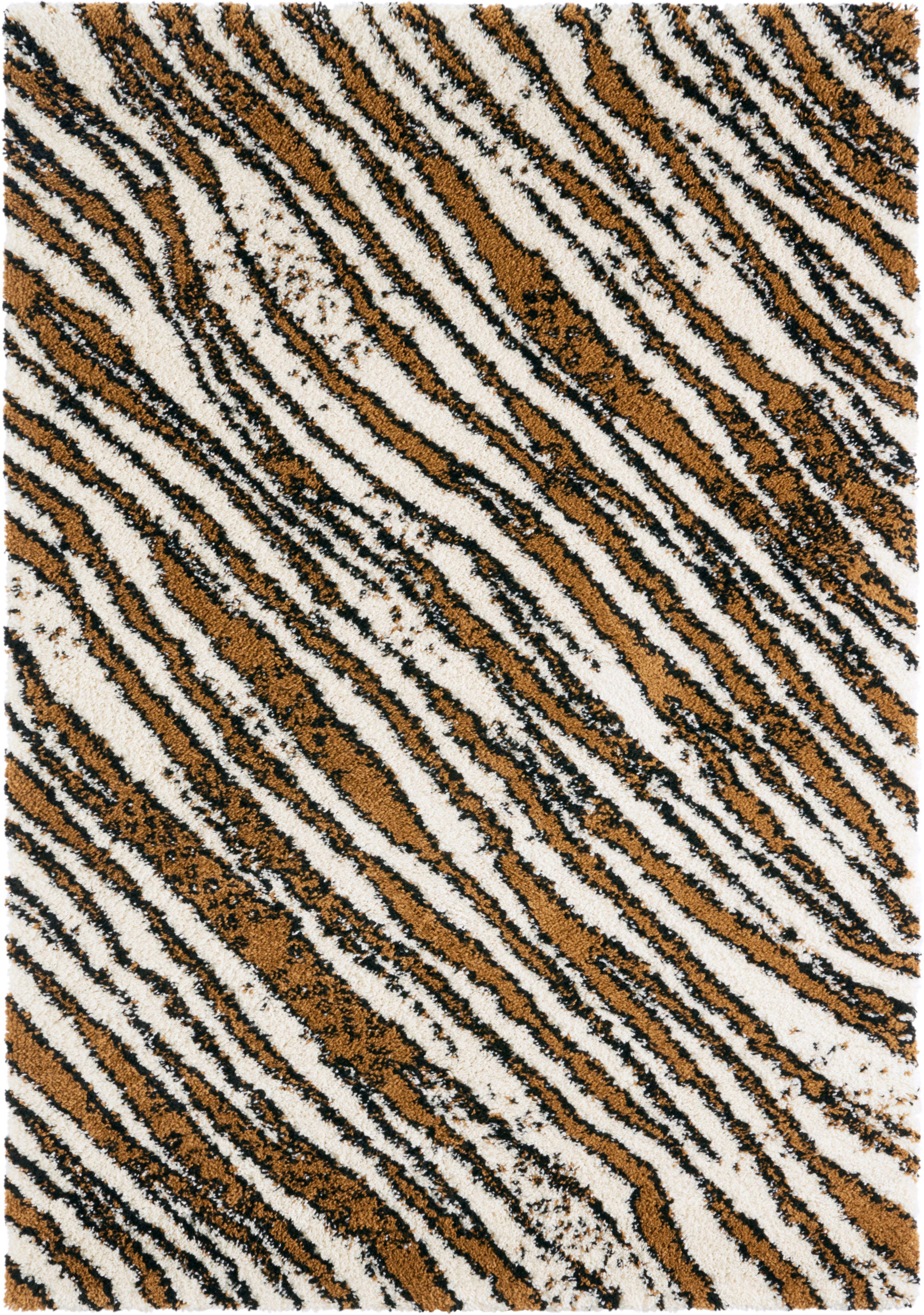 Hochflor-Teppich, MINT RUGS, rechteckig, Höhe: 35 mm, Streifen, Zebra Design,  weich durch Microfaser, Robust, Pflegeleicht