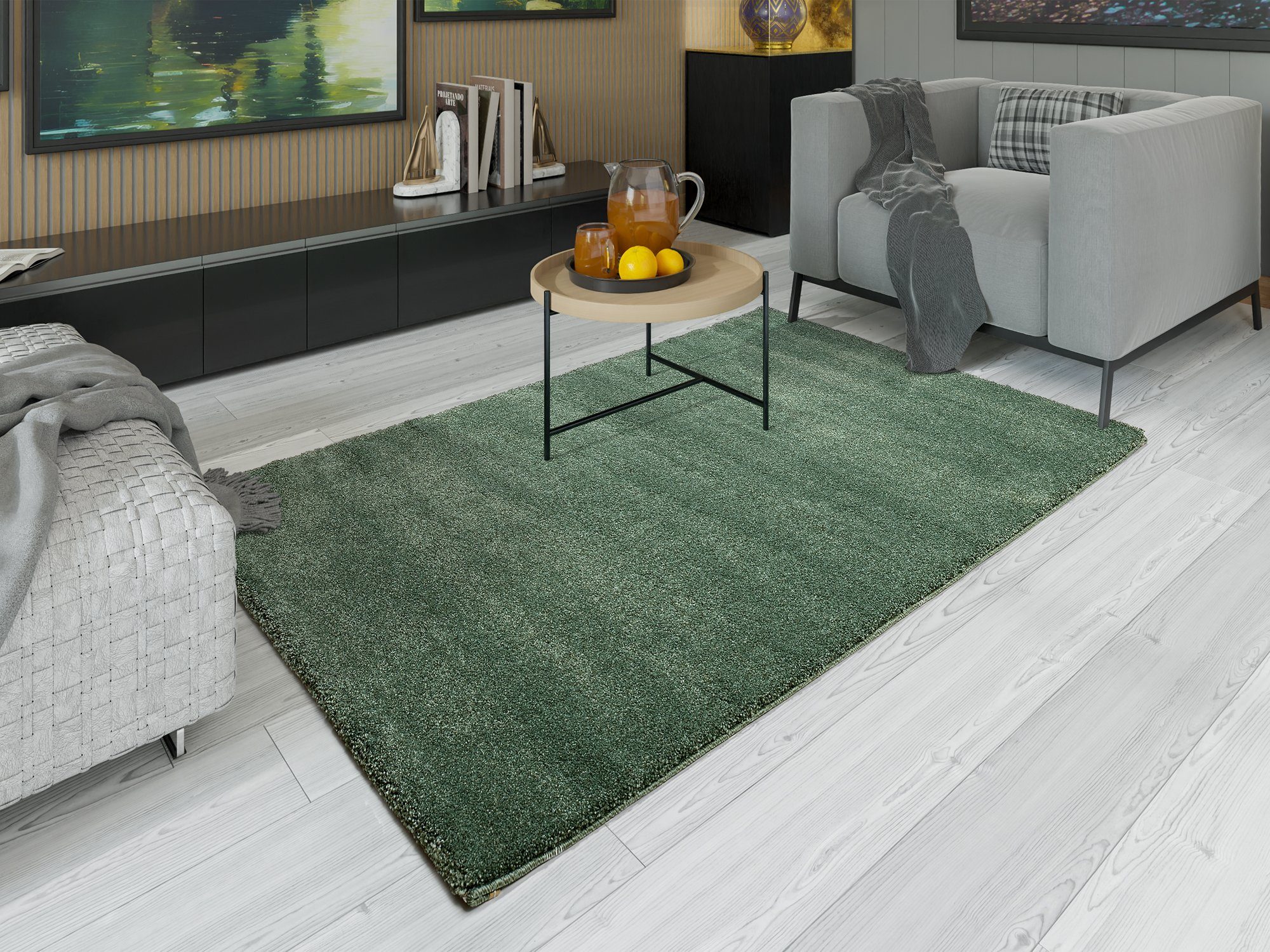 OCI DIE TEPPICHMARKE Teppich NEW VILLA MELANGE, auch als Läufer und in Rund, rechteckig, Höhe: 20 mm, dichter Shaggy, melierte uni Farben, …