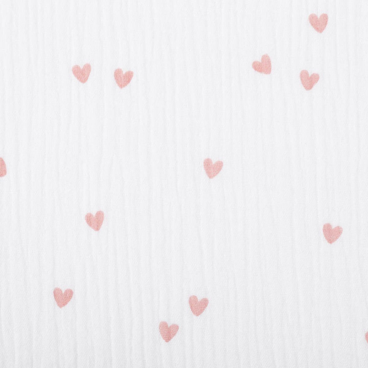 SCHÖNER LEBEN. Stoff Musselin Stoff SMALL HEARTS Herzchen weiß altrosa 1,35m Breite, atmungsaktiv