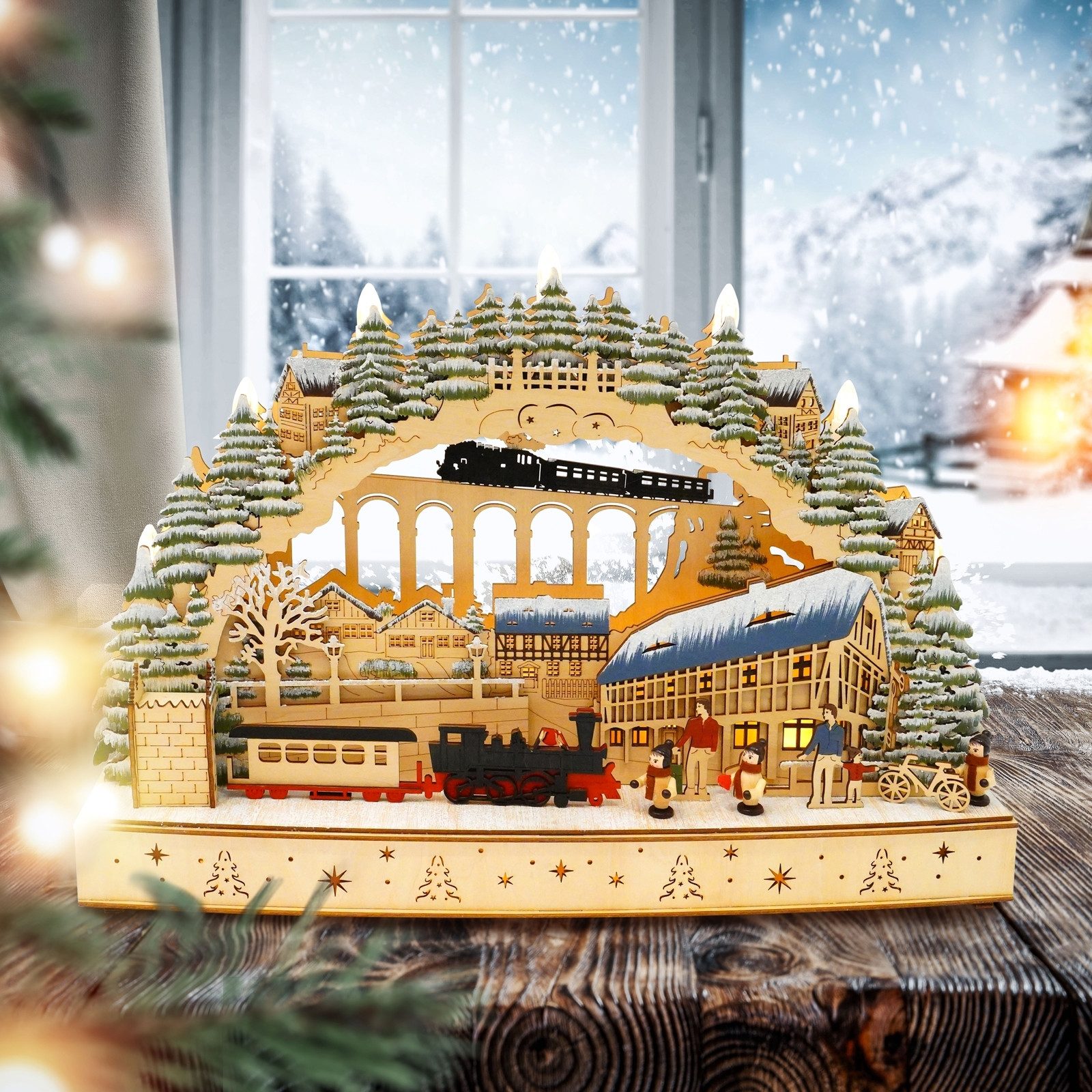 HTI-Living Schwibbogen LED Schwibbogen Eisenbahn Viadukt (1-tlg), Lichterbo günstig online kaufen