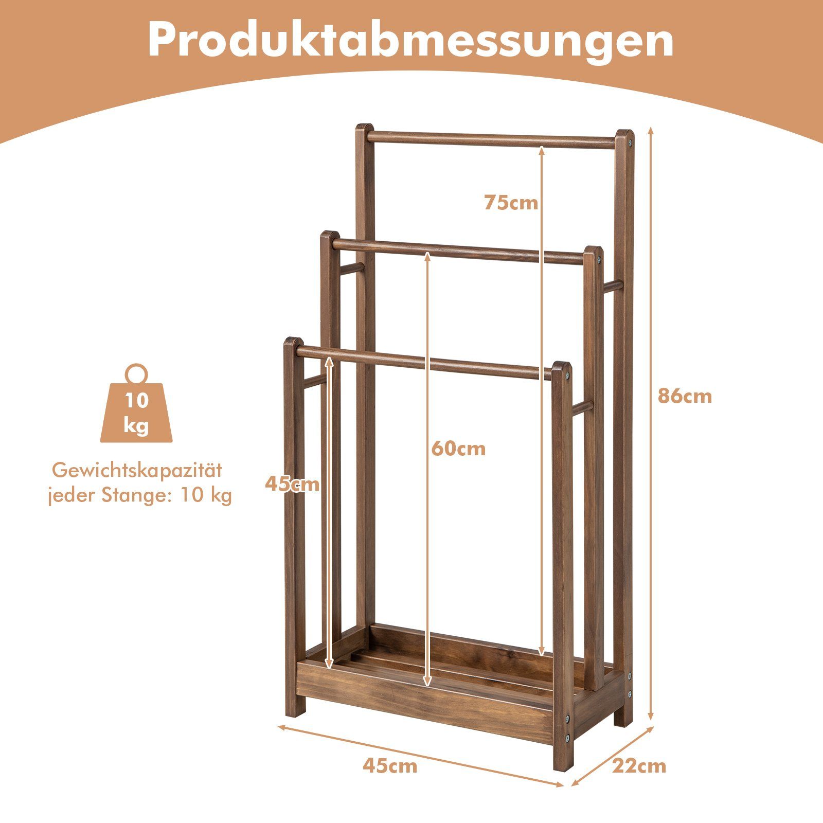 COSTWAY Handtuchständer, mit 3 Stangen & günstig online kaufen