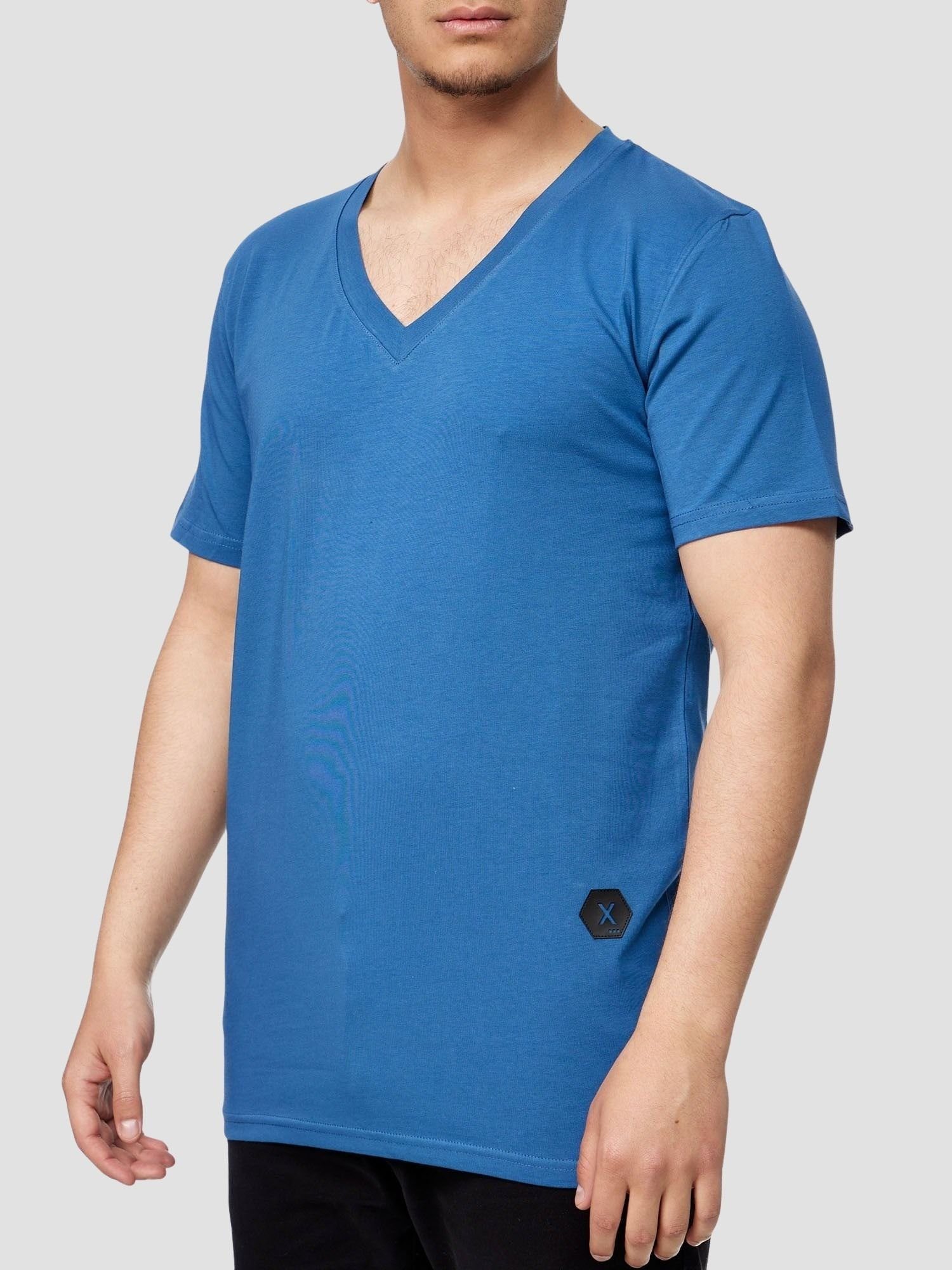 John Kayna T-Shirt John Kayna T Shirt Herren Tshirt Tee T-Shirt für Männer Polo Poloshirt (Shirt Polo Kurzarmshirt Tee, 1-tlg) Fitness Freizeit Casual Blau