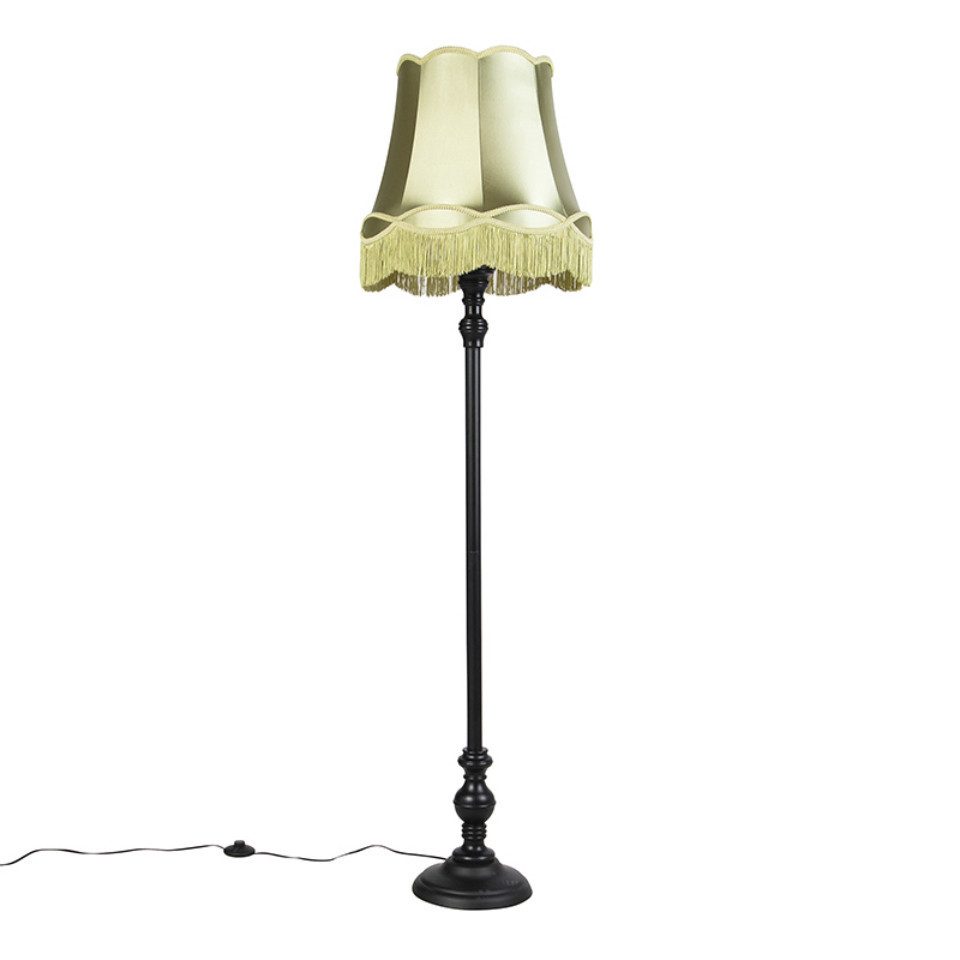 Qazqa Stehlampe Classico, ohne Leuchtmittel, Warmweiß, QAZQA Stehlampe, e27, Grün, Textil, Retro
