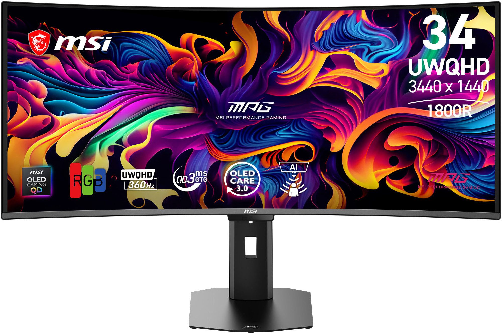 MSI MPG 341CQR QD-OLED X36 Curved-Gaming-OLED-Monitor (86 cm/34 ", 3440 x 1440 px, UWQHD, 0,03 ms Reaktionszeit, 360 Hz, QD-OLED)