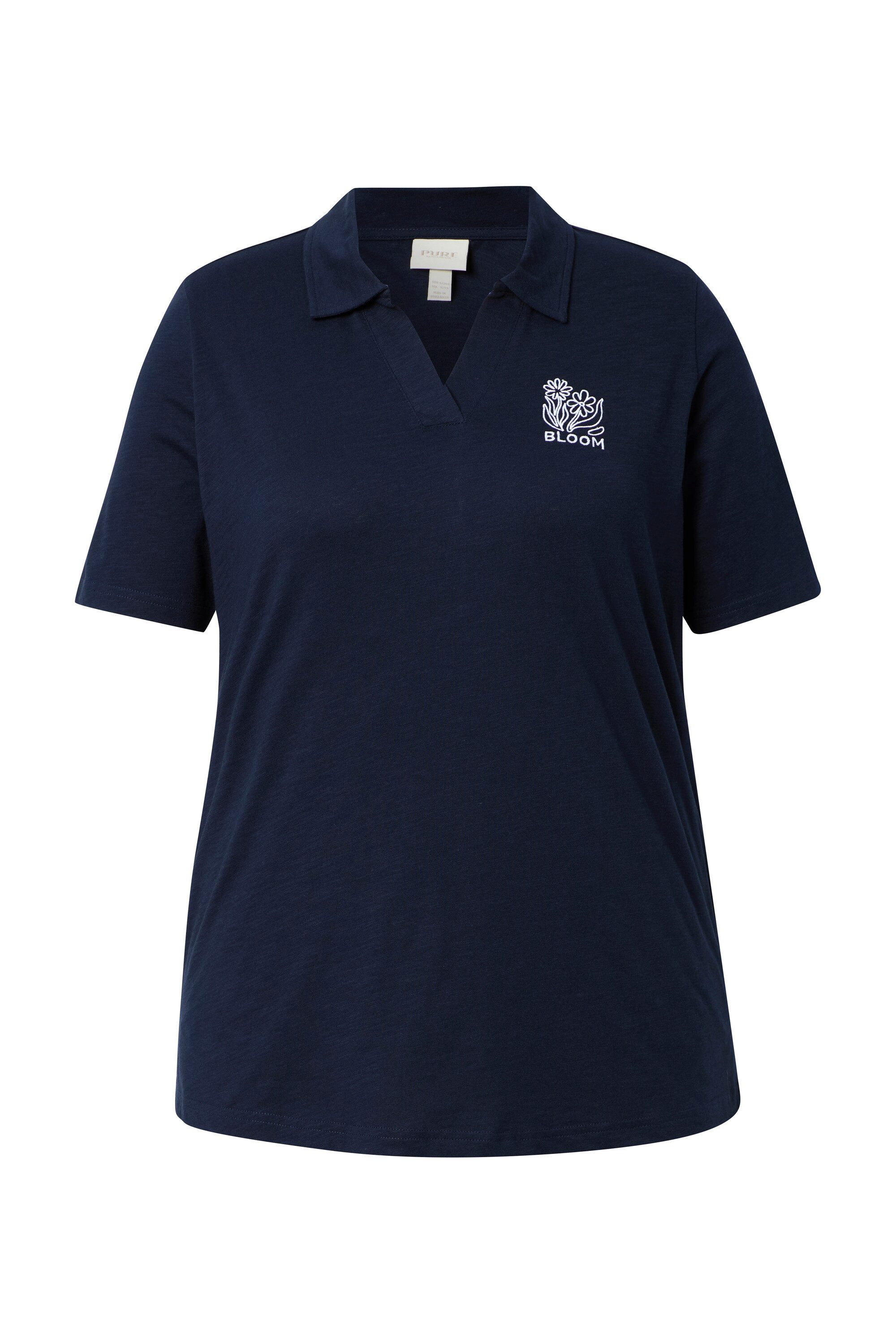 Ulla Popken Poloshirt Poloshirt Stickerei Polokragen Halbarm