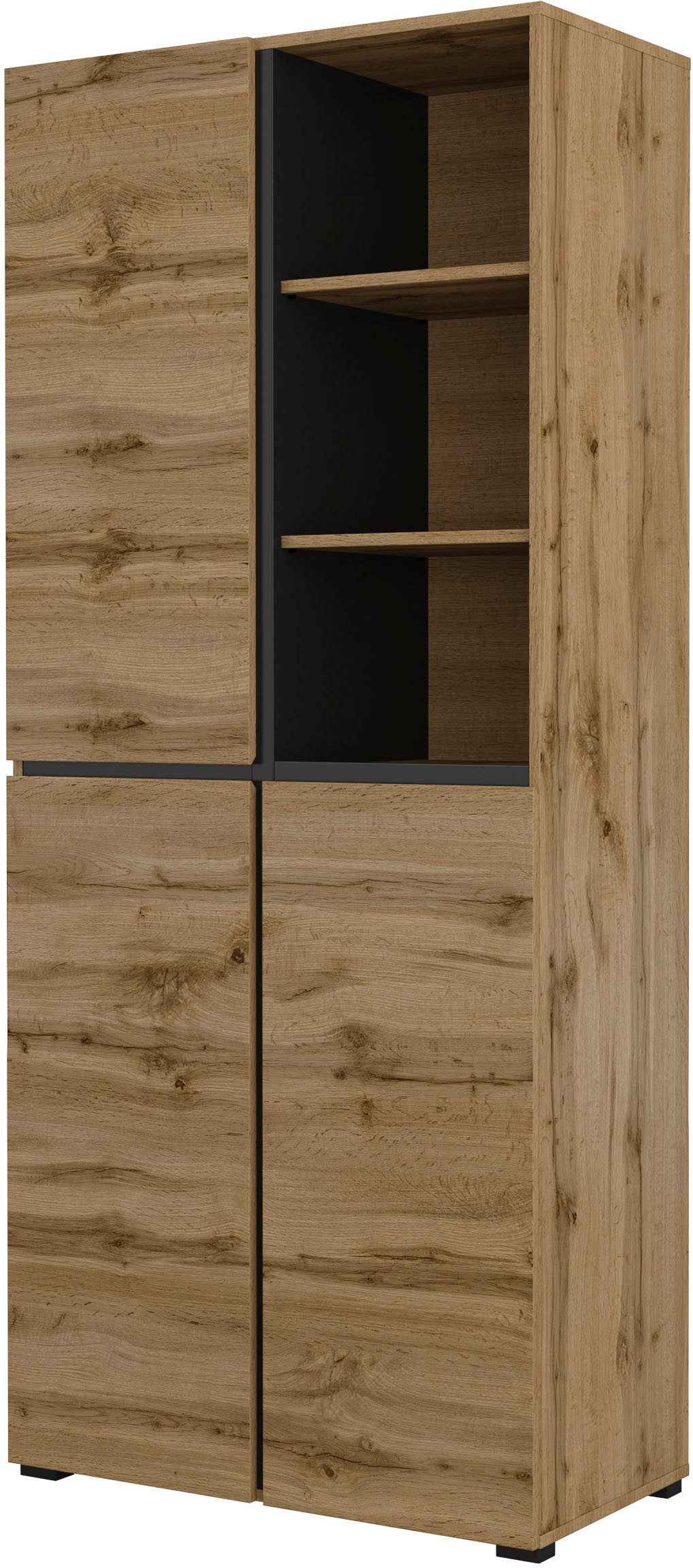 OTTO home Schuhschrank Cross, Höhe 183,5cm, modernes griffloses Schuhregal mit 3 Türen Hochschrank mit viel Stauraum, Platz für ca. 24 Paar Schuhe