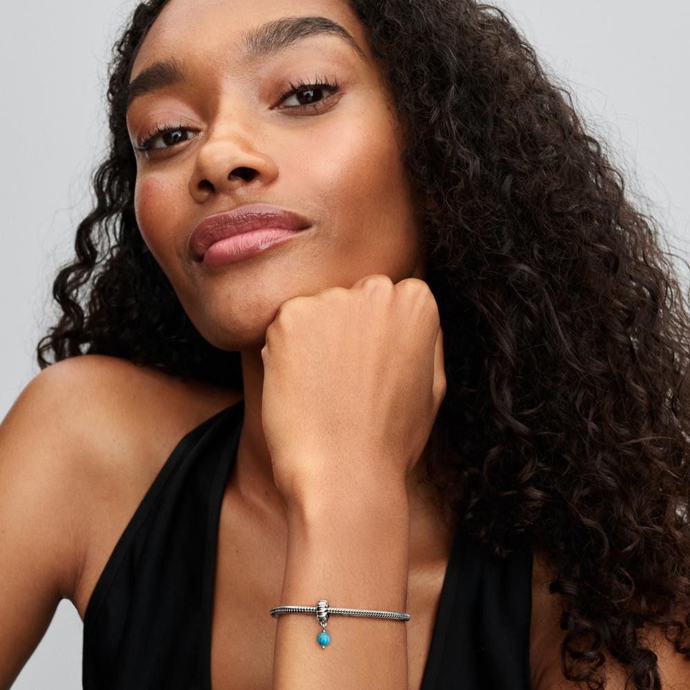 Pandora Charm-Einhänger PANDORA Charm-Anhänger aus 925er Silber mit Türkis, Moments