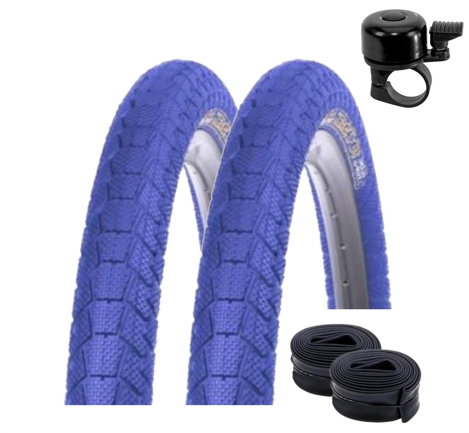 maxxi4you Fahrradreifen 2 x Kenda K-907 Krackpot 20 x 1,95 Blau + 2 x DV inkl. Fahrradklingel