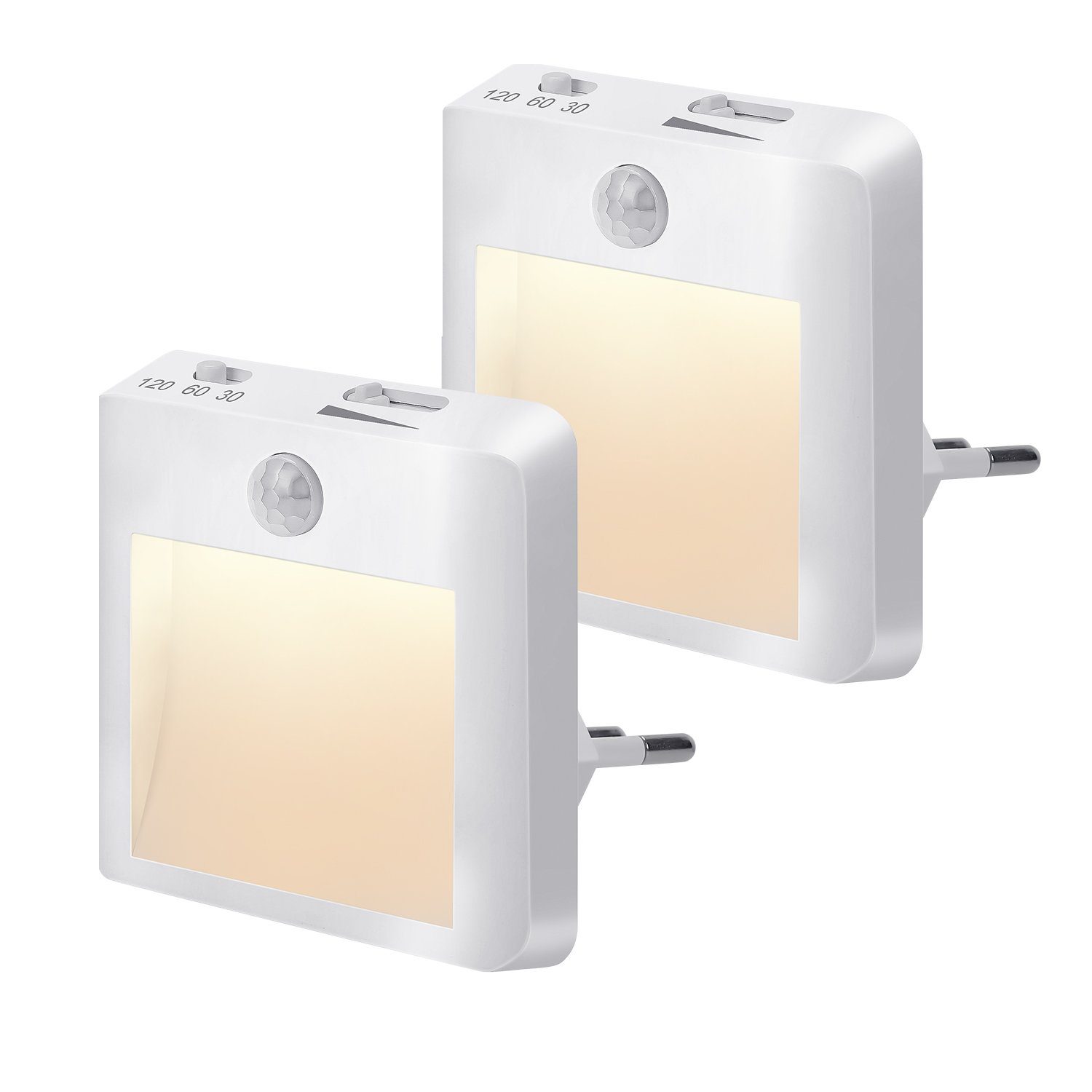 Clanmacy LED Nachtlicht 2 Stück Sensor Nacht Licht Saving LED Sensor Nacht Lampe Smart Dämmerungssensor Lampen Nachtlicht für Schlafzimmer Toiletten Treppen Flure