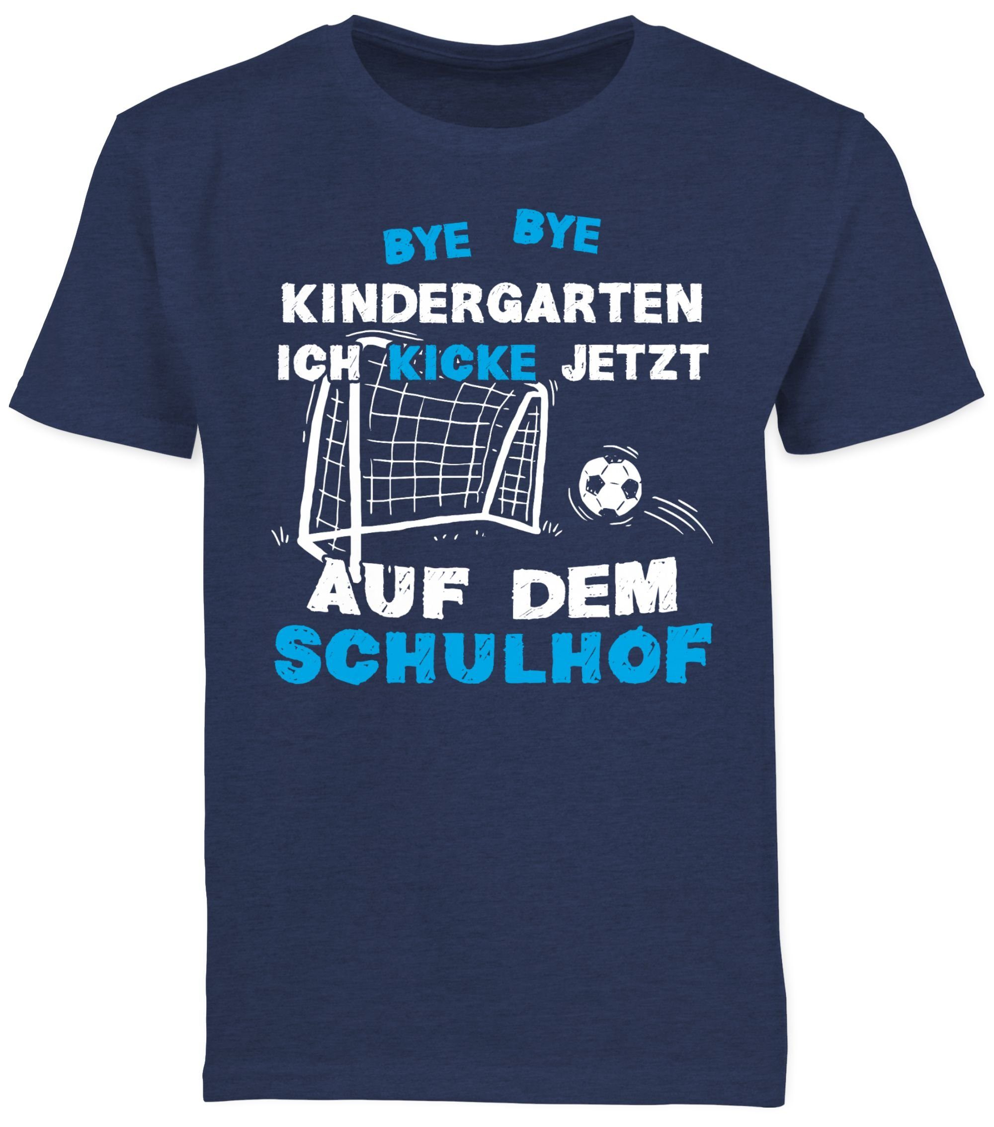 Kindergarten Kick Fußball Schulanfang Meliert Shirtracer Bye Junge Dunkelblau 3 Bye T-Shirt Schulhof Einschulung Geschenke