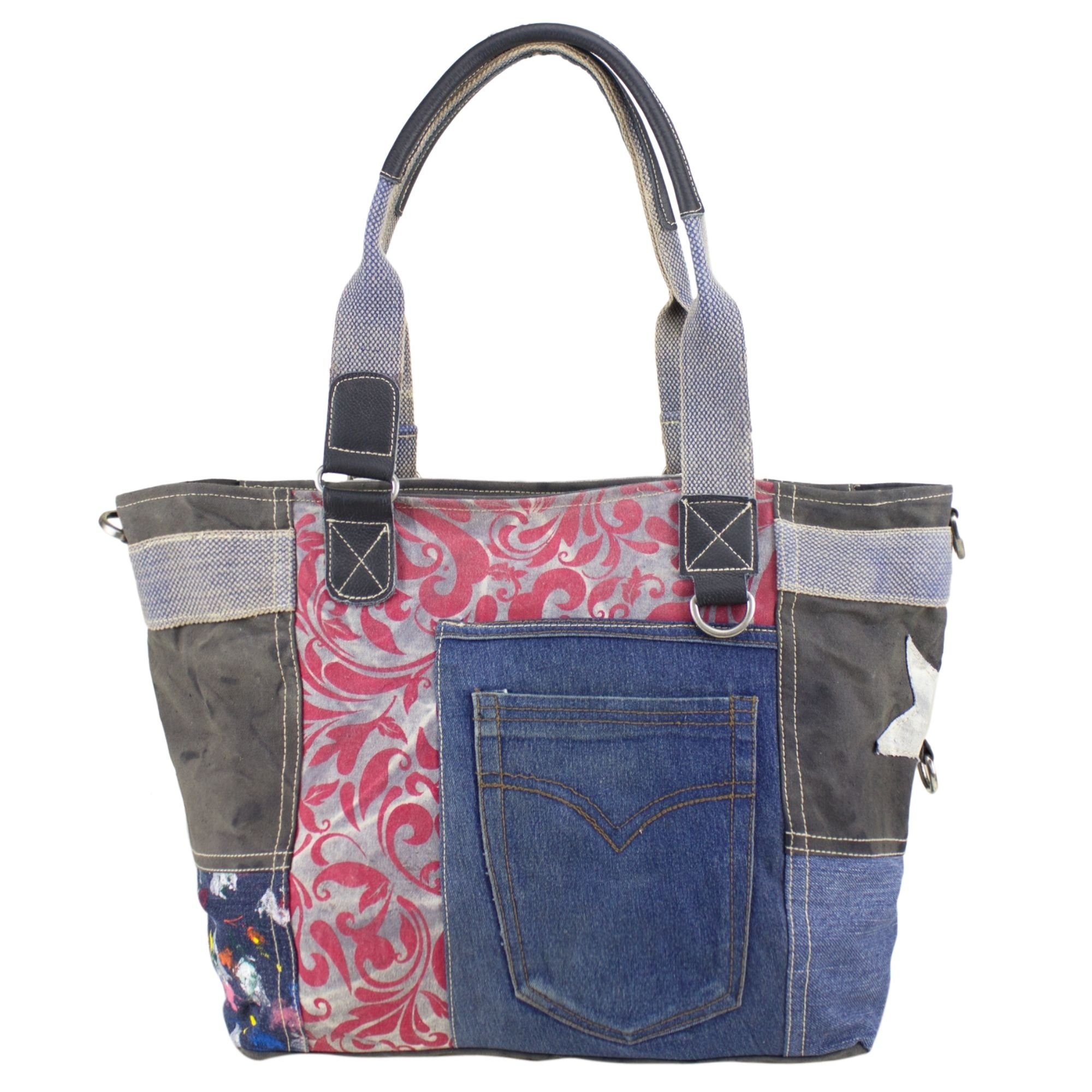 Sunsa Handtasche Recycelte Jeans Handtasche. Damen XXL Schultertasche. Tote Tasche, Aus recycelten Jeans