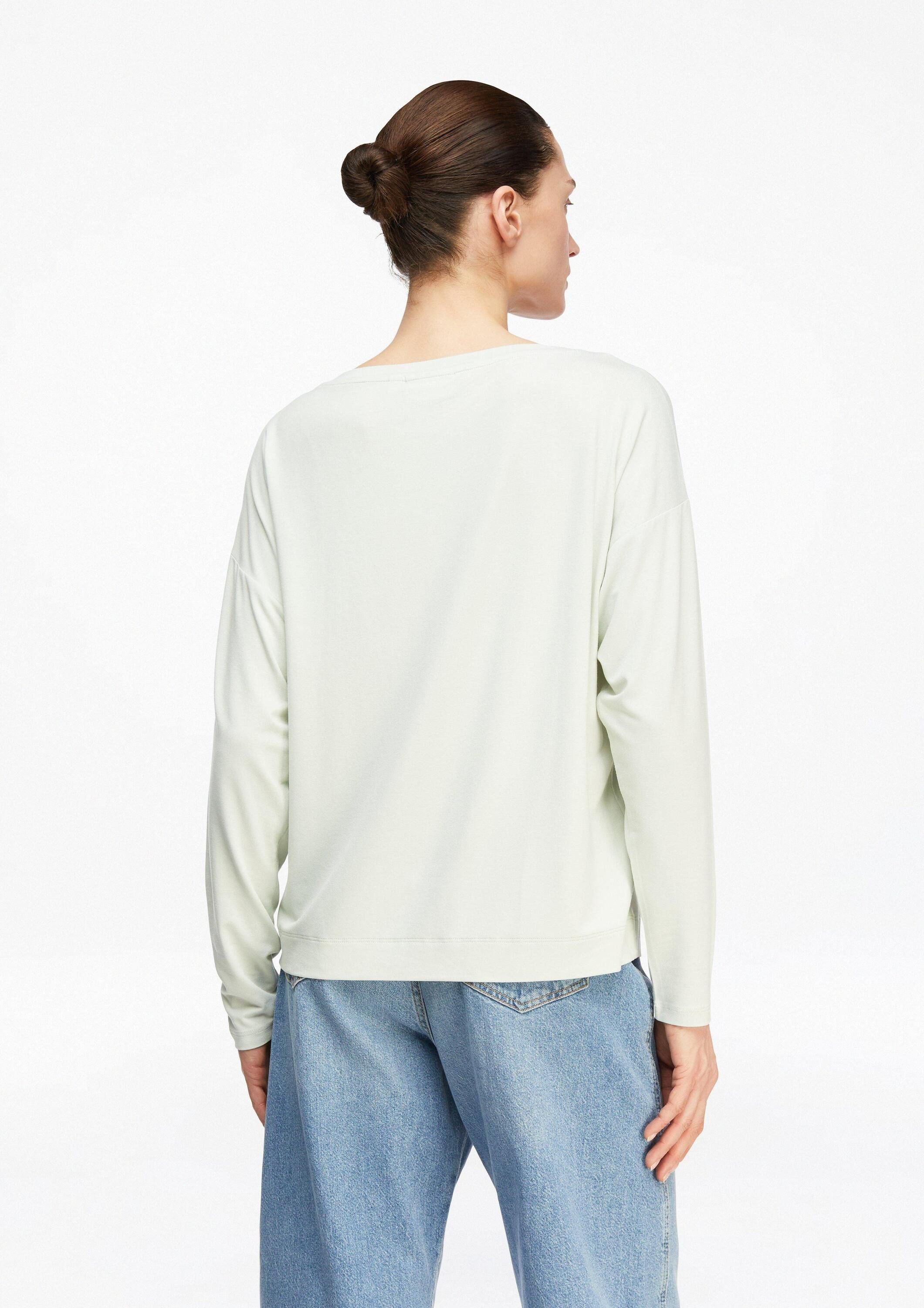 comma Langarmshirt T-Shirt Viskosemixshirt im Relaxed Fit