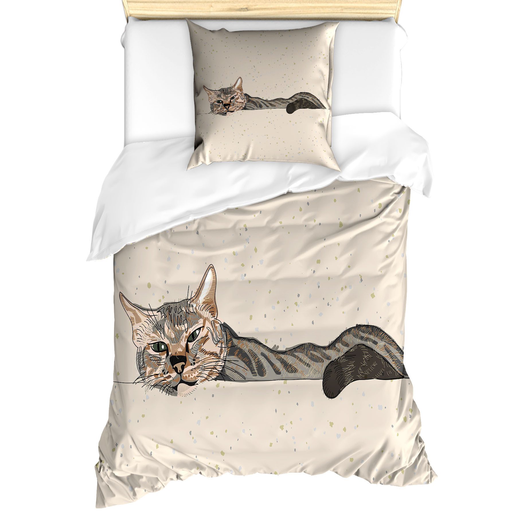 Abakuhaus Bettwäsche Milbensicher Allergiker geeignet mit Kissenbezug, Microfaser, Katze Lazt Sleepy Cat